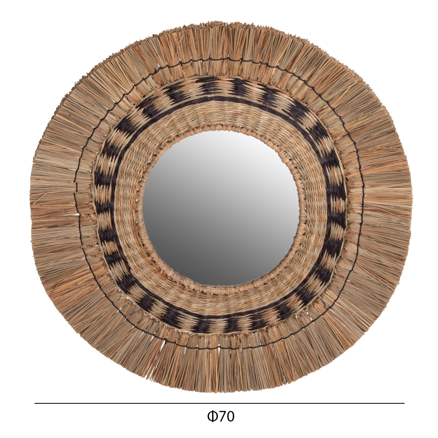 ΚΑΘΡΕΠΤΗΣ ΤΟΙΧΟΥ HM7834 ΜΕ ΠΛΕΚΤΟ ΠΛΑΙΣΙΟ MENDONG GRASS Φ70εκ ΣΕ ΜΑΥΡΟ & ΦΥΣΙΚΟ - Image 2