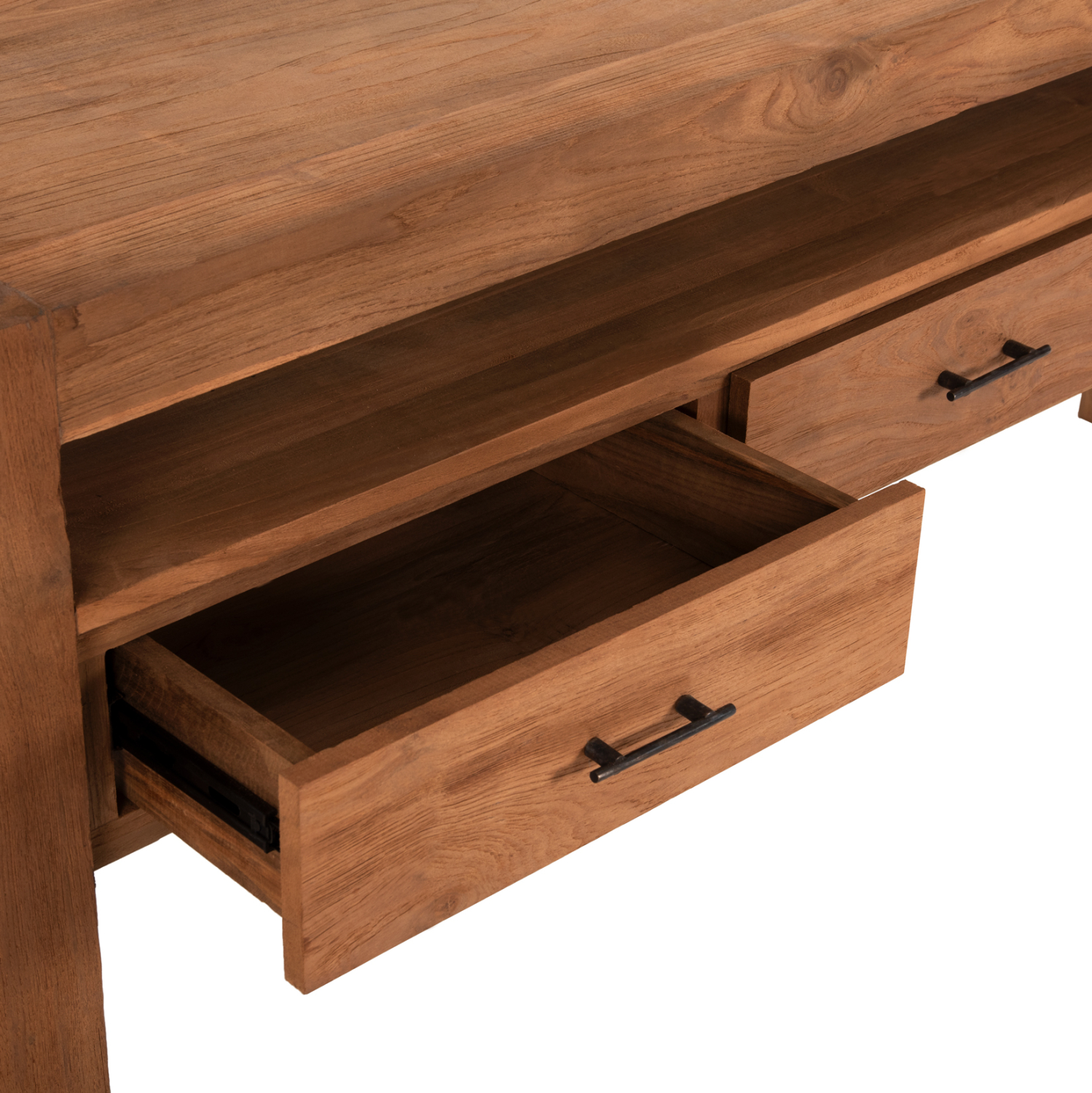 ΚΟΝΣΟΛΑ ΜΕ 3 ΣΥΡΤΑΡΙΑ HM9556 ΑΝΑΚΥΚΛΩΜΕΝΟ ΞΥΛΟ ΤΕΑΚ ΣΕ ΦΥΣΙΚΟ ΧΡΩΜΑ 180x45x80Yεκ. - Image 5