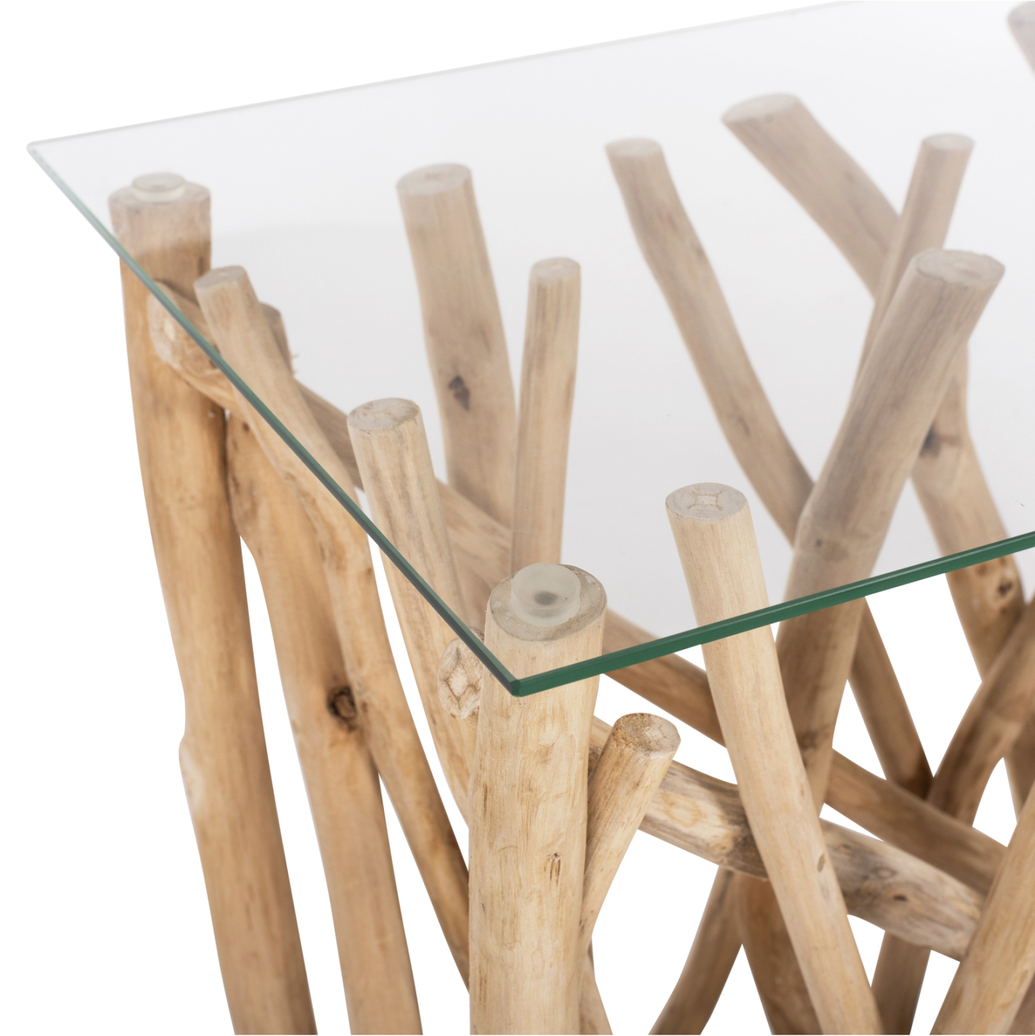 ΚΟΝΣΟΛΑ ΣΕ ΡΟΥΣΤΙΚ ΣΤΥΛ ΜΑΣΙΦ ΞΥΛΟ ΤEAK & ΓΥΑΛΙ ΦΥΣΙΚΟ 120X35X75Yεκ.HM9373 - Image 4