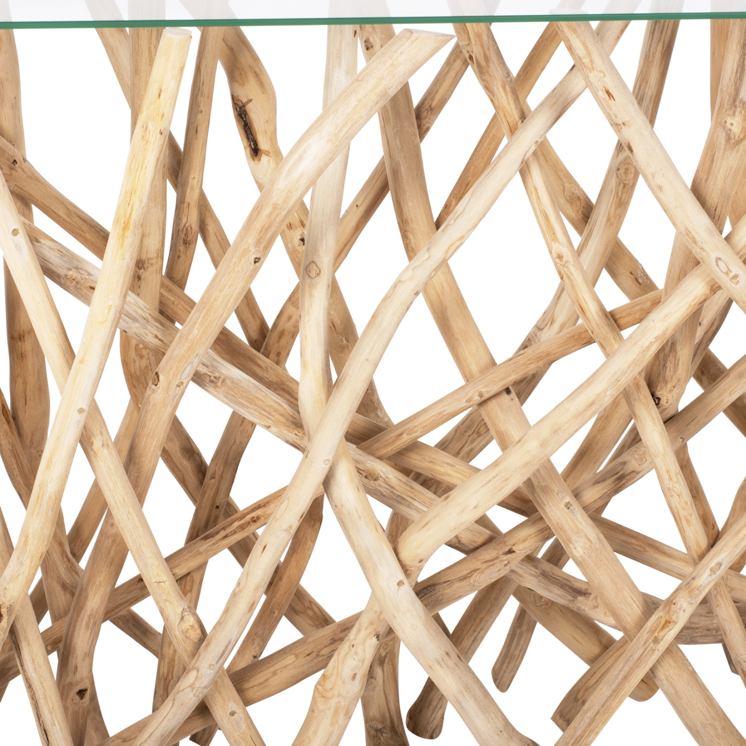 ΚΟΝΣΟΛΑ ΣΕ ΡΟΥΣΤΙΚ ΣΤΥΛ ΜΑΣΙΦ ΞΥΛΟ ΤEAK & ΓΥΑΛΙ ΦΥΣΙΚΟ 120X35X75Yεκ.HM9373 - Image 5