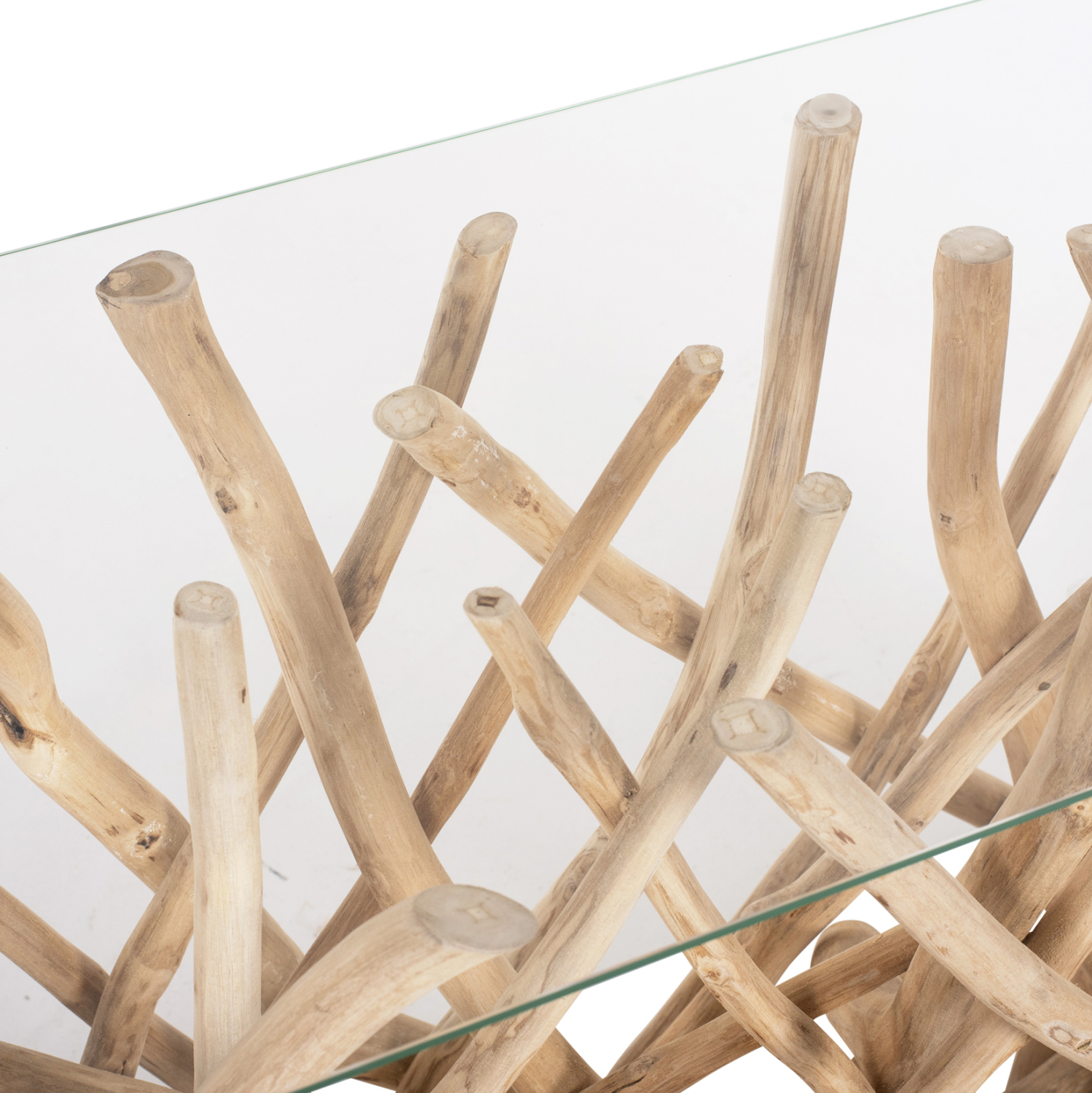 ΚΟΝΣΟΛΑ ΣΕ ΡΟΥΣΤΙΚ ΣΤΥΛ ΜΑΣΙΦ ΞΥΛΟ ΤEAK & ΓΥΑΛΙ ΦΥΣΙΚΟ 120X35X75Yεκ.HM9373 - Image 6