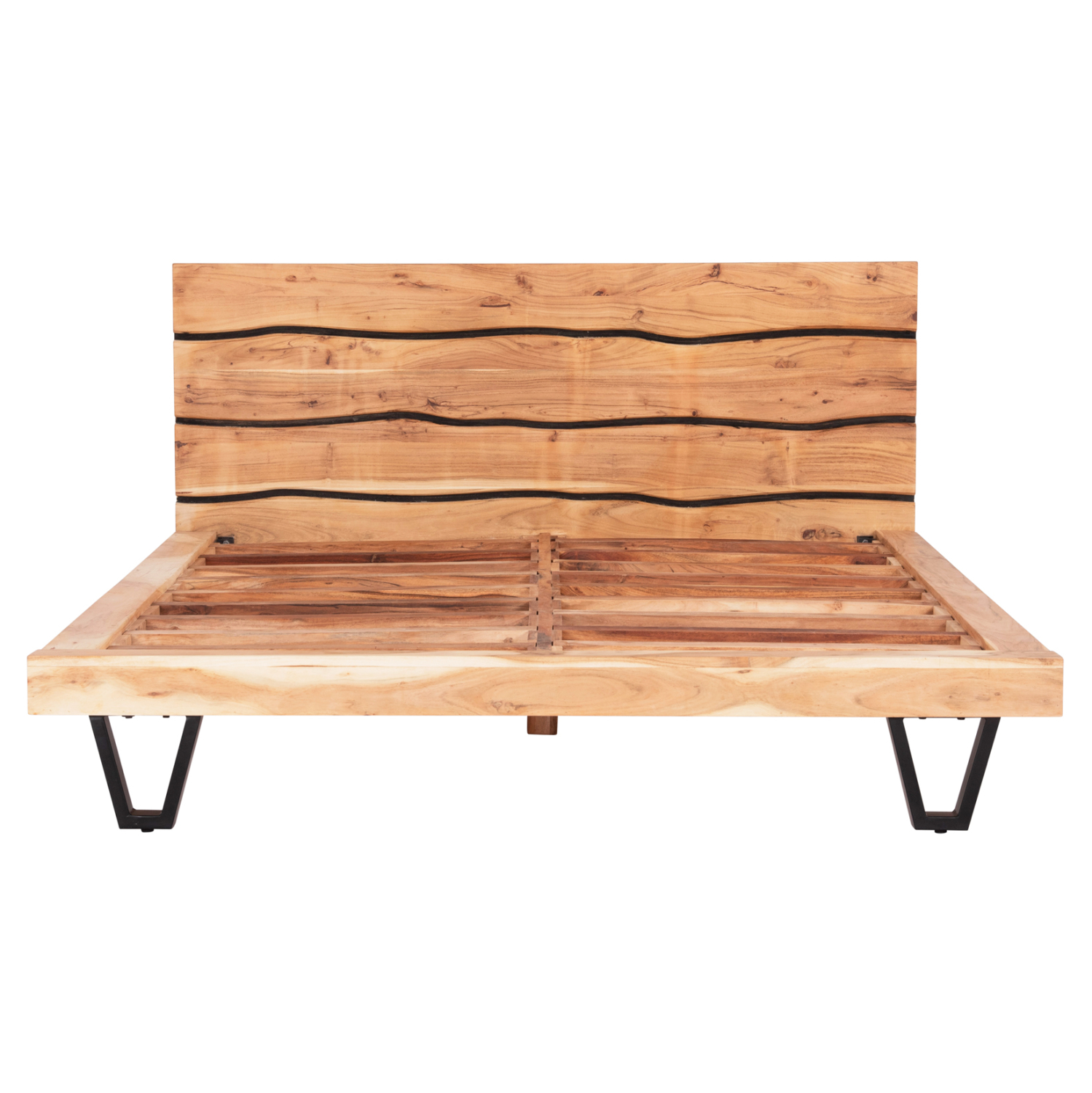 ΚΡΕΒΑΤΙ ALICIA ΑΠΟ ΜΕΤΑΛΛΟ ΚΑΙ ΜΑΣΙΦ ΞΥΛΟ ΑΚΑΚΙΑΣ 217x180,5x94Yεκ.(ΣΤΡΩΜΑ 160Χ200)HM8359.11 - Image 4