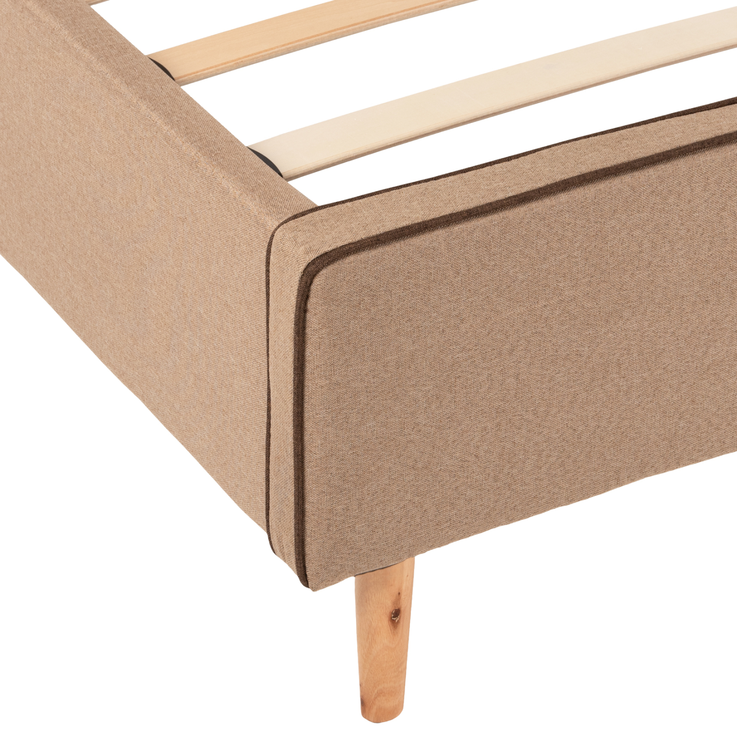 ΚΡΕΒΑΤΙ INDRA ΑΠΟ ΜΠΕΖ ΥΦΑΣΜΑ & ΚΑΦΕ ΡΕΛΙ HM662.02 ΓΙΑ ΣΤΡΩΜΑ 160x200 EK. - Image 7