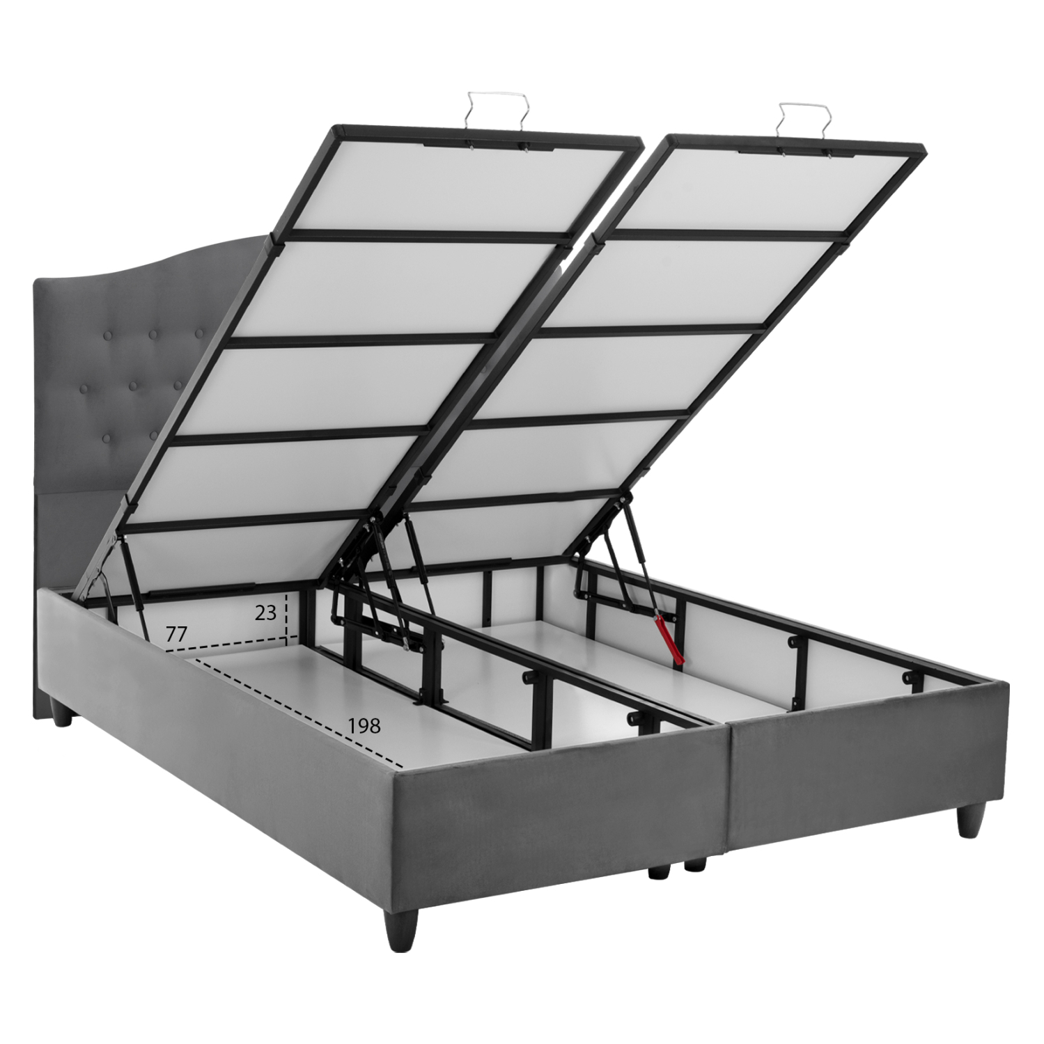 ΚΡΕΒΑΤΙ MALENA ΜΕ ΑΠΟΘΗΚΕΥΤΙΚΟ ΑΠΟ ΓΚΡΙ ΒΕΛΟΥΔΟ HM624.10 ΓΙΑ ΣΤΡΩΜΑ 160x200 εκ. - Image 4