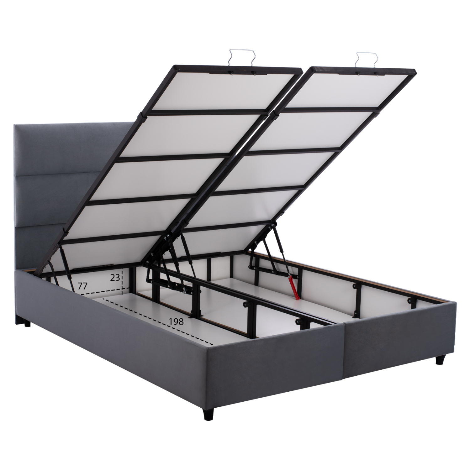 ΚΡΕΒΑΤΙ MILO ΜΕ ΑΠΟΘΗΚΕΥΤΙΚΟ ΑΠΟ ΓΚΡΙ ΒΕΛΟΥΔΟ HM622.10 ΓΙΑ ΣΤΡΩΜΑ 160x200 εκ. - Image 4