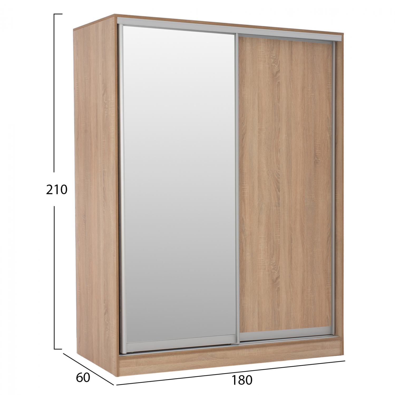 ΝΤΟΥΛΑΠΑ 2ΦΥΛΛΗ 180X60X210Υεκ. ΣΥΡΟΜΕΝΗ ΜΕ ΚΑΘΡΕΠΤΗ SONAMA OAK HM2437 - Image 2