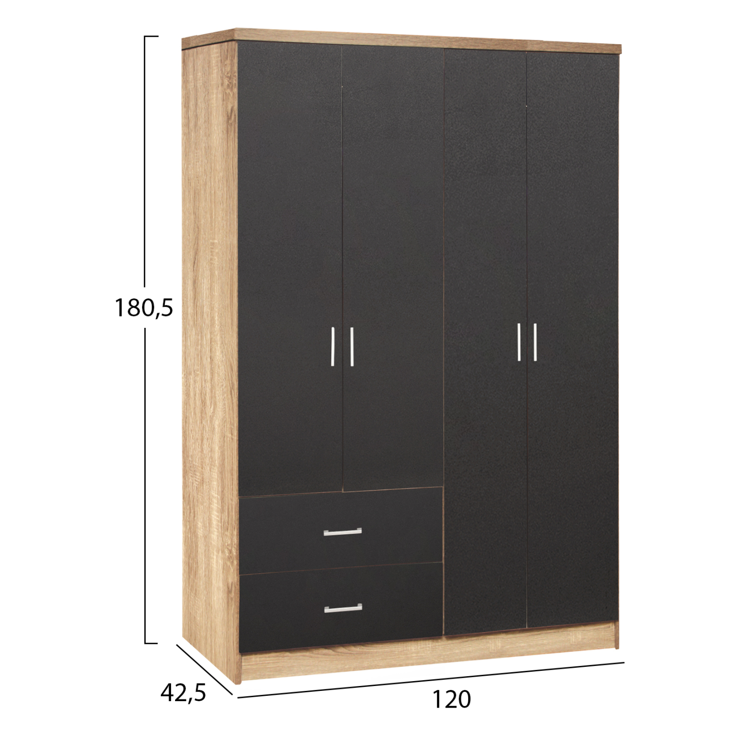 ΝΤΟΥΛΑΠΑ 4ΦΥΛΛΗ BRIANA ME 2 ΣΥΡΤΑΡΙΑ HM339.04 SONAMA-ΓΚΡΙ 120Χ42,5Χ180,5εκ. - Image 2