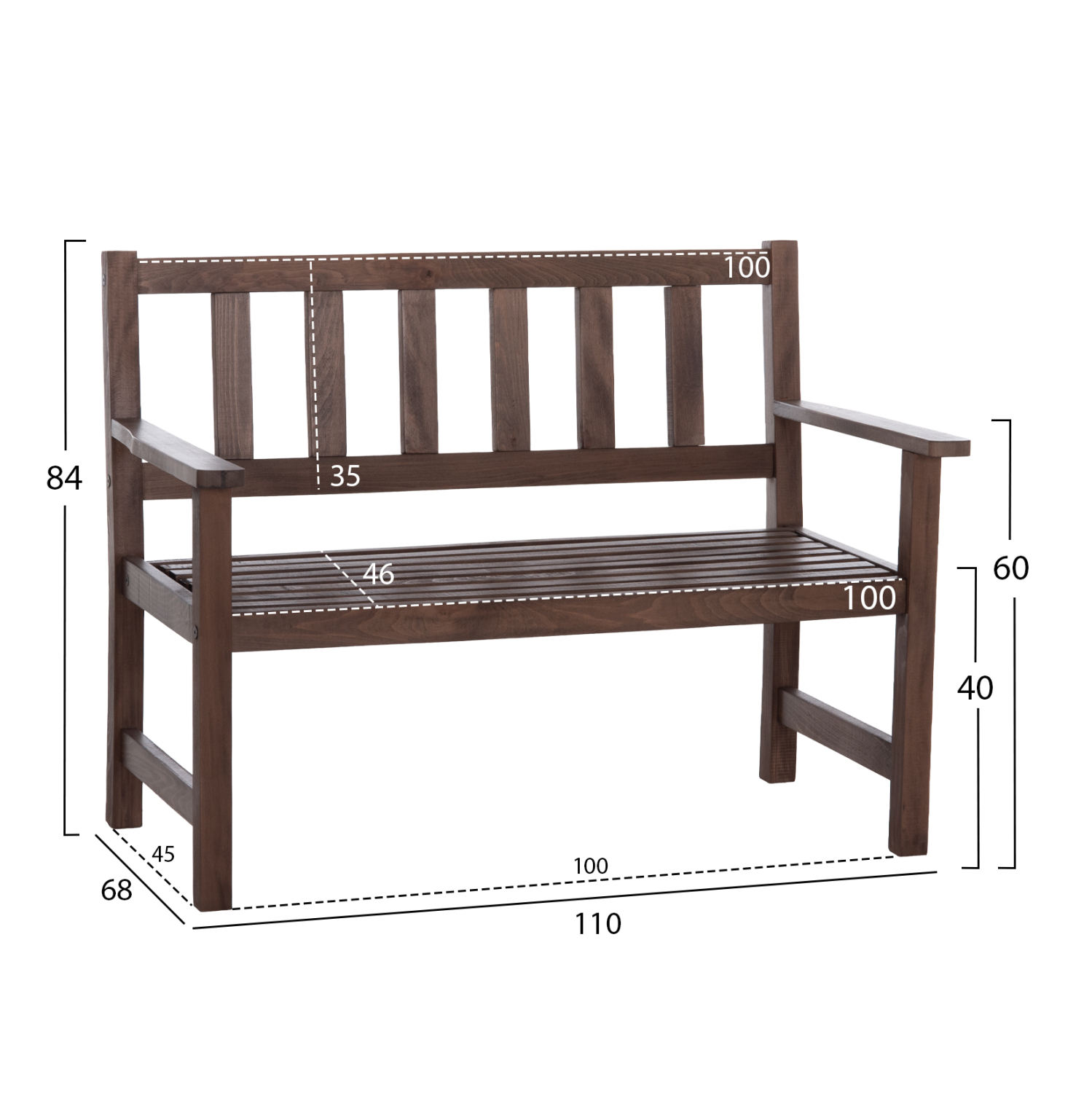 ΠΑΓΚΑΚΙ ΞΥΛΙΝΟ ΝΑΞΟΣ 2ΘΕΣΙΟ ΑΠΟ ΜΑΣΙΦ ΟΞΙΑ ΕΜΠΟΤΙΣΜΟΥ ΚΑΡΥΔΙ 110x68x84Υεκ.HM5407 - Image 2