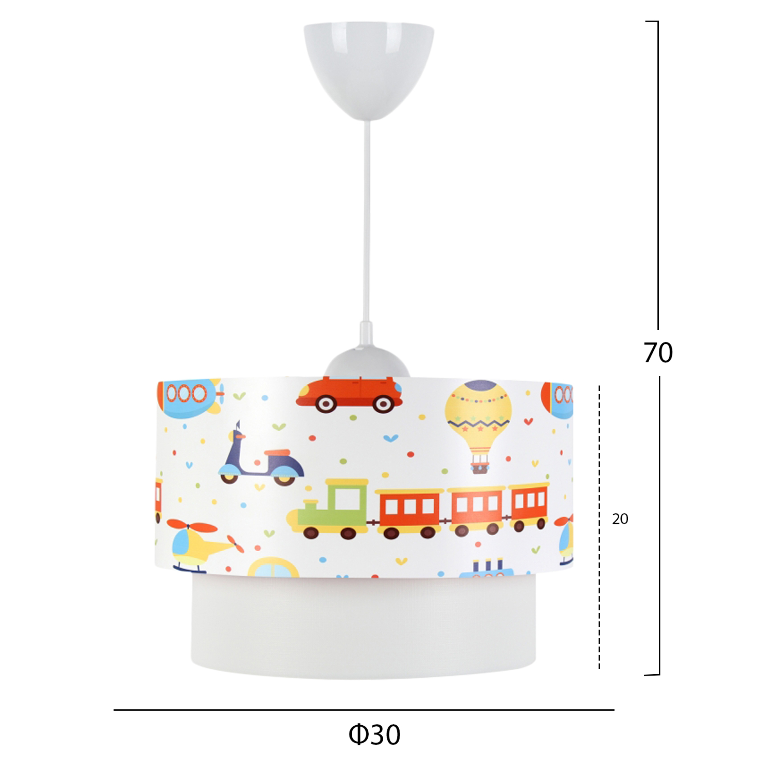 ΠΑΙΔΙΚΟ ΦΩΤΙΣΤΙΚΟ ΟΡΟΦΗΣ ΥΦΑΣΜΑΤΙΝΟ HM7573.01 ΛΕΥΚΟ ΣΧΕΔΙΟ TRANSPORT TOYS Φ30x70εκ - Image 2