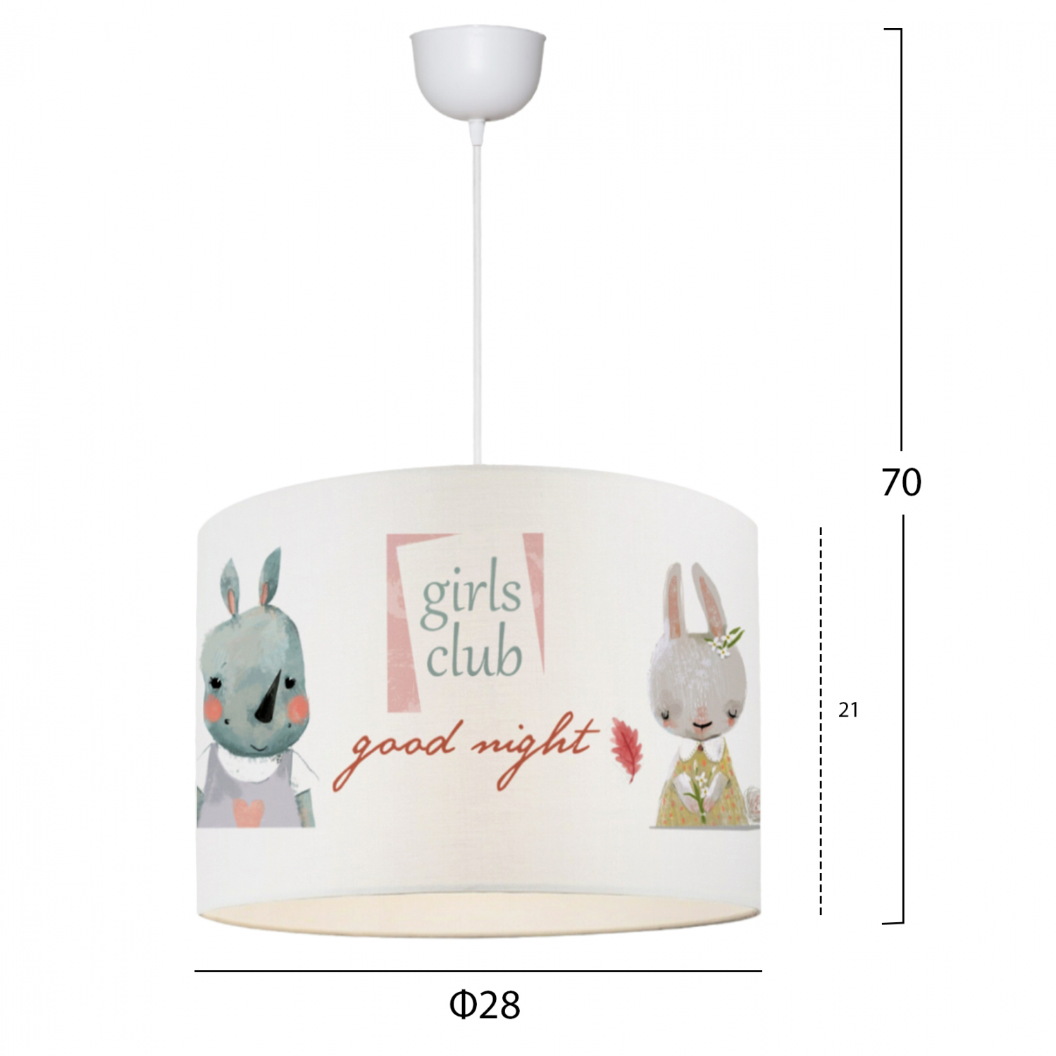 ΠΑΙΔΙΚΟ ΦΩΤΙΣΤΙΚΟ ΟΡΟΦΗΣ ΥΦΑΣΜΑΤΙΝΟ HM7574.01 ΛΕΥΚΟ ΜΕ ΣΧΕΔΙΟ GIRLS CLUB Φ28x70Y εκ. - Image 2