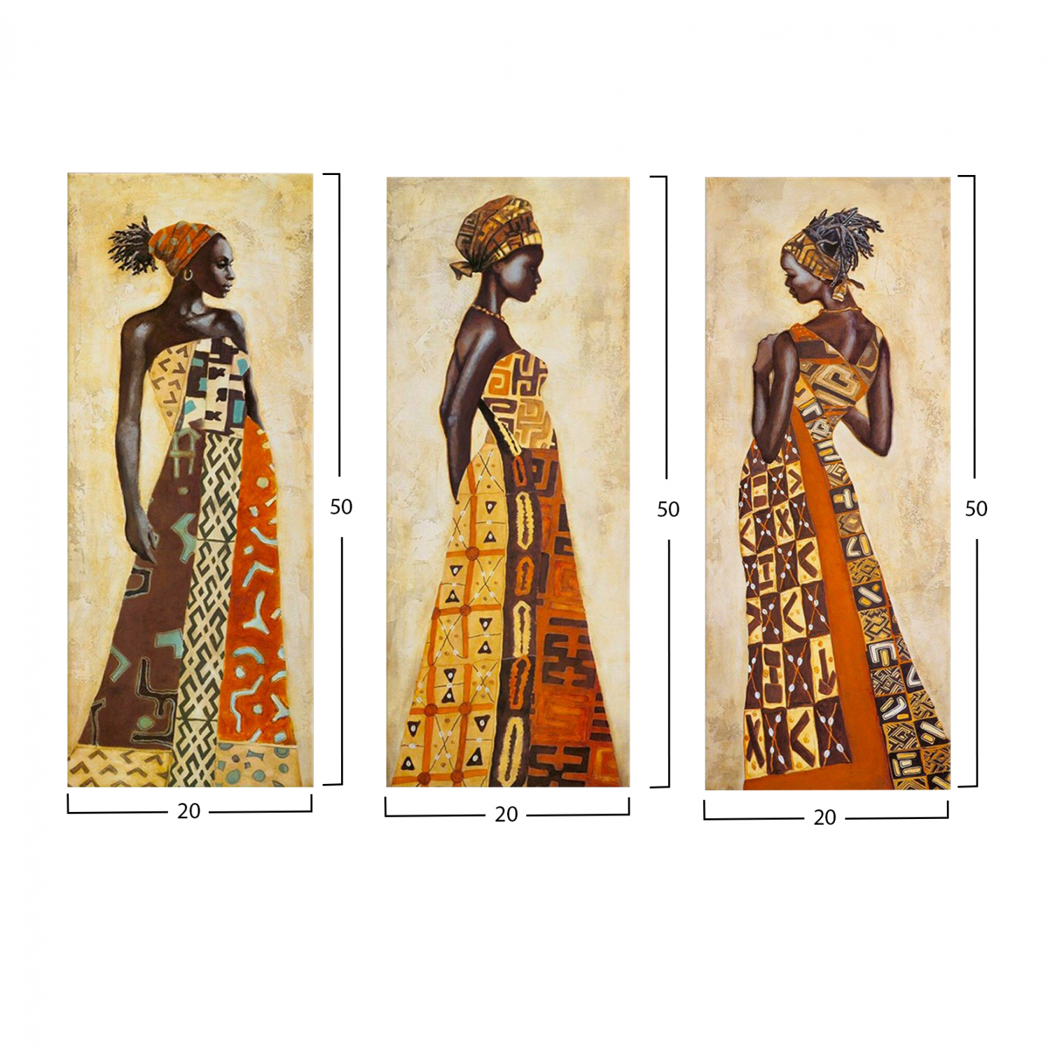 ΠΙΝΑΚΑΣ ΤΡΙΠΤΥΧΟ MDF AFRICAN STYLE WOMEN HM7204.03 60X0,3X50 εκ. - Image 2