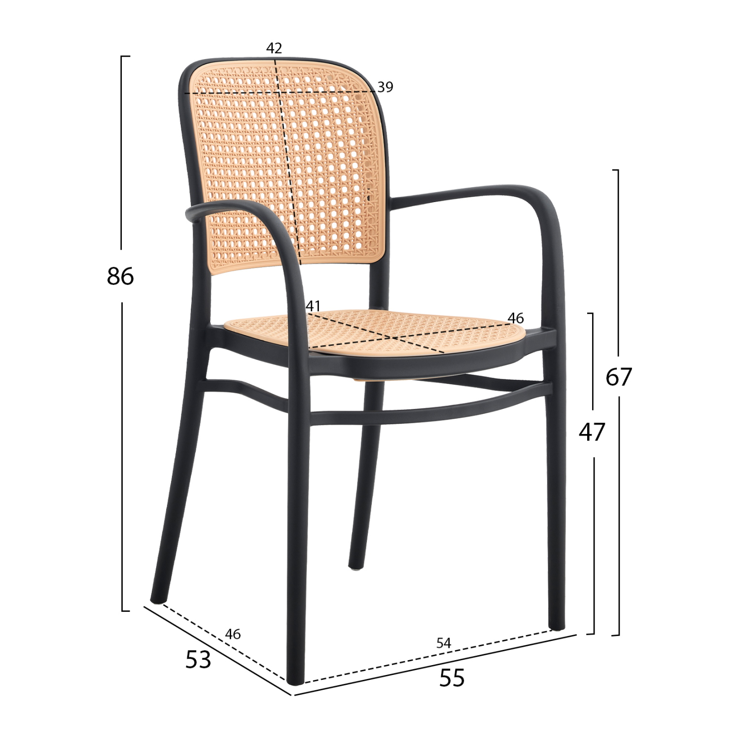 ΠΟΛΥΘΡΟΝΑ ΠΟΛΥΠΡΟΠΥΛΕΝΙΟΥ FLOW HM5938.02 ΜΑΥΡΗ ΚΑΙ ΜΠΕΖ 55x53x86Υεκ. - Image 2