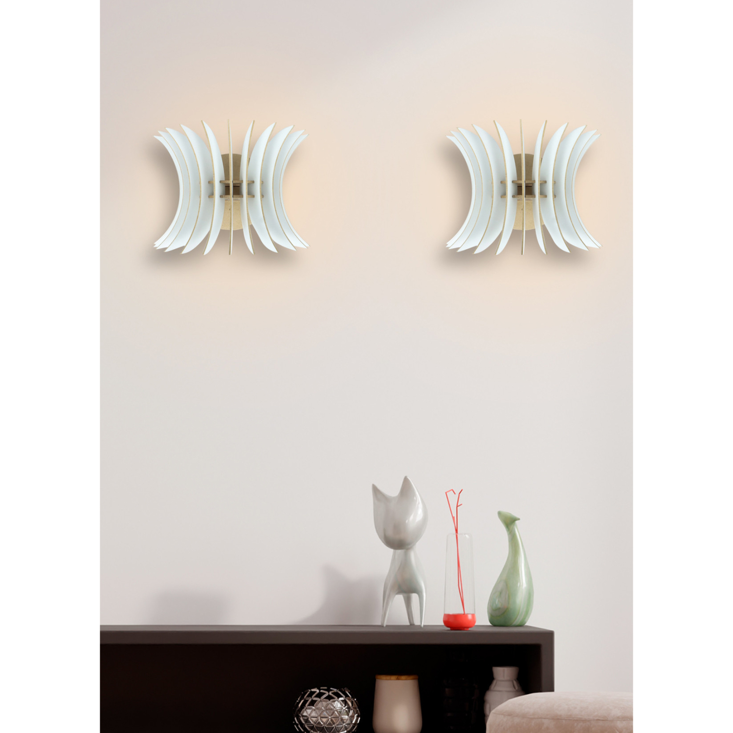 ΣΕΤ ΑΠΛΙΚΕΣ ΤΟΙΧΟΥ 2ΤΜΧ ΞΥΛΙΝΕΣ ΑΠΟ MDF ΛΕΥΚΟ HM7380.01 28x20x20Υ εκ. - Image 2