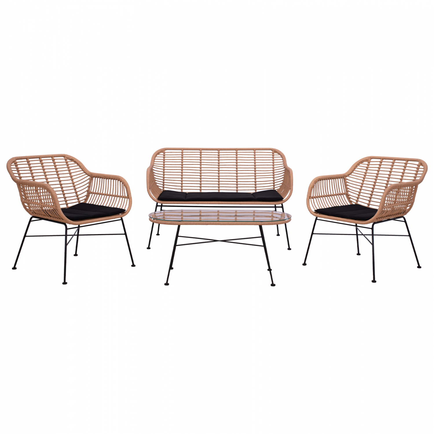 ΣΕΤ ΣΑΛΟΝΙ 4ΤΜΧ ALLEGRA HM5460 ΜΕΤΑΛΛΟ & WICKER ΣΕ ΜΠΕΖ ΧΡΩΜΑ - Image 6