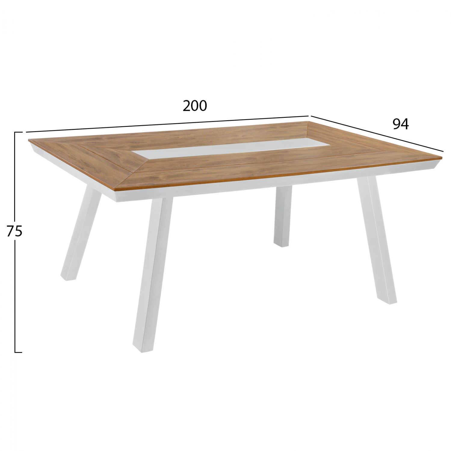 ΣΕΤ ΤΡΑΠΕΖΑΡΙΑ 7ΤΜΧ ΜΕ ΤΡΑΠΕΖΙ POLYWOOD 200Χ94 & ΠΟΛΥΘΡΟΝΕΣ ΛΕΥΚΕΣ HM11648 - Image 2