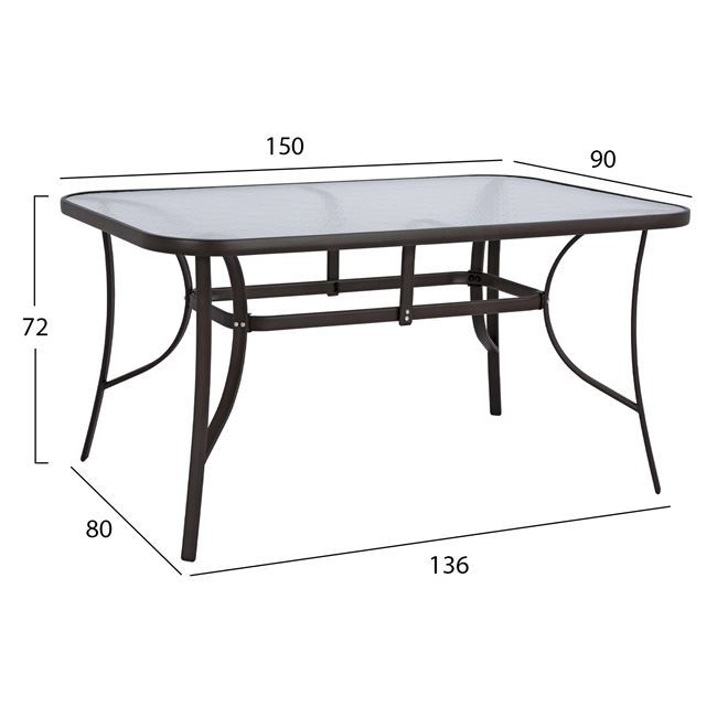 ΣΕΤ ΤΡΑΠΕΖΑΡΙΑΣ 7ΤΜΧ ΚΑΡΕΚΛΕΣ ΜΕ ΜΑΞΙΛΑΡΙ & ΤΡΑΠΕΖΙ 150X90 HM10572.02 ΚΑΦΕ - Image 2