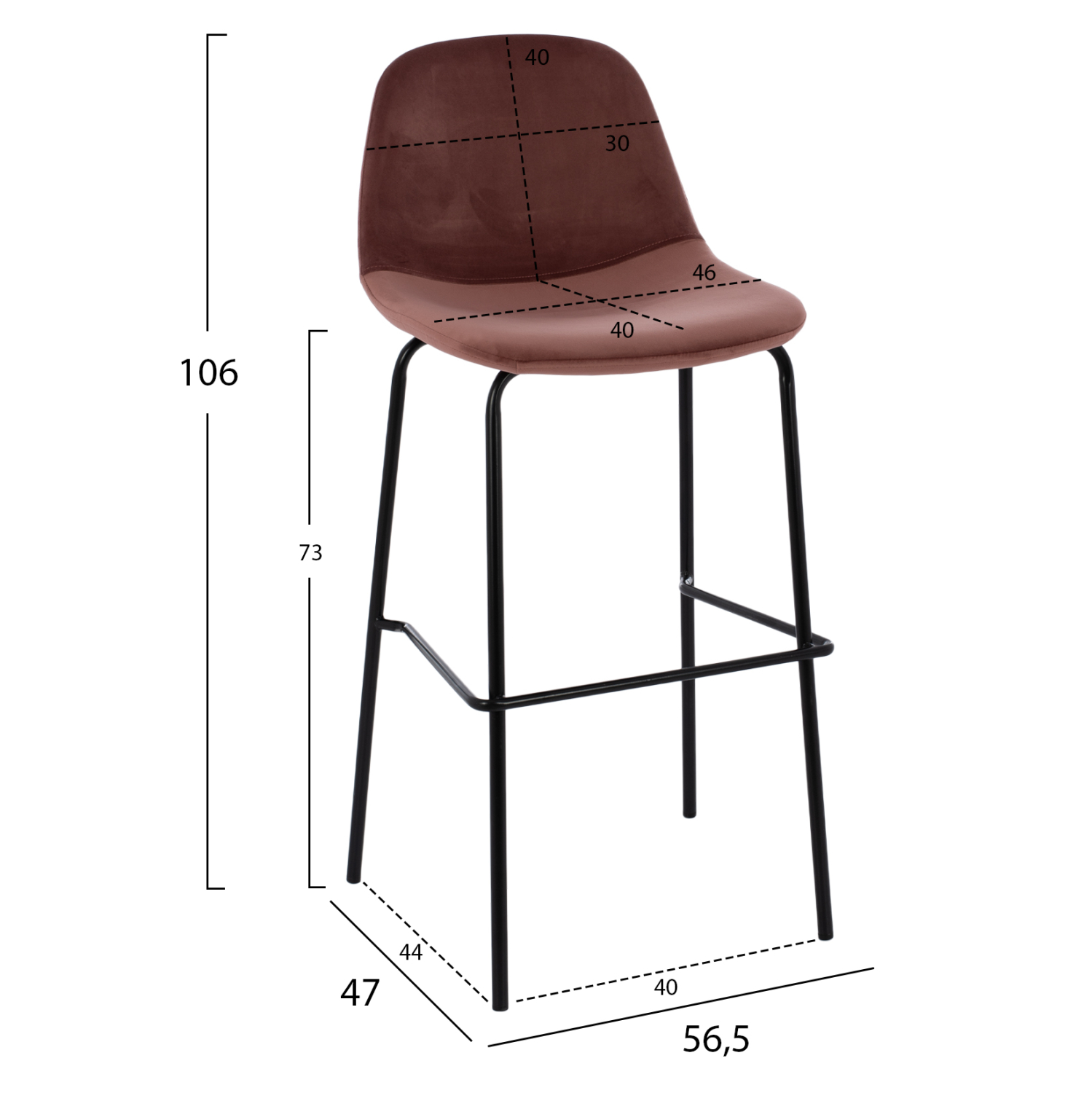 ΣΚΑΜΠΟ VINCENT ΒΕΛΟΥΔΟ ΣΑΠΙΟ ΜΗΛΟ ΚΑΙ ΜΕΤΑΛΛΙΚΟ ΣΚΕΛΕΤΟ HM8579.12 56,5Χ47Χ106 εκ. - Image 2