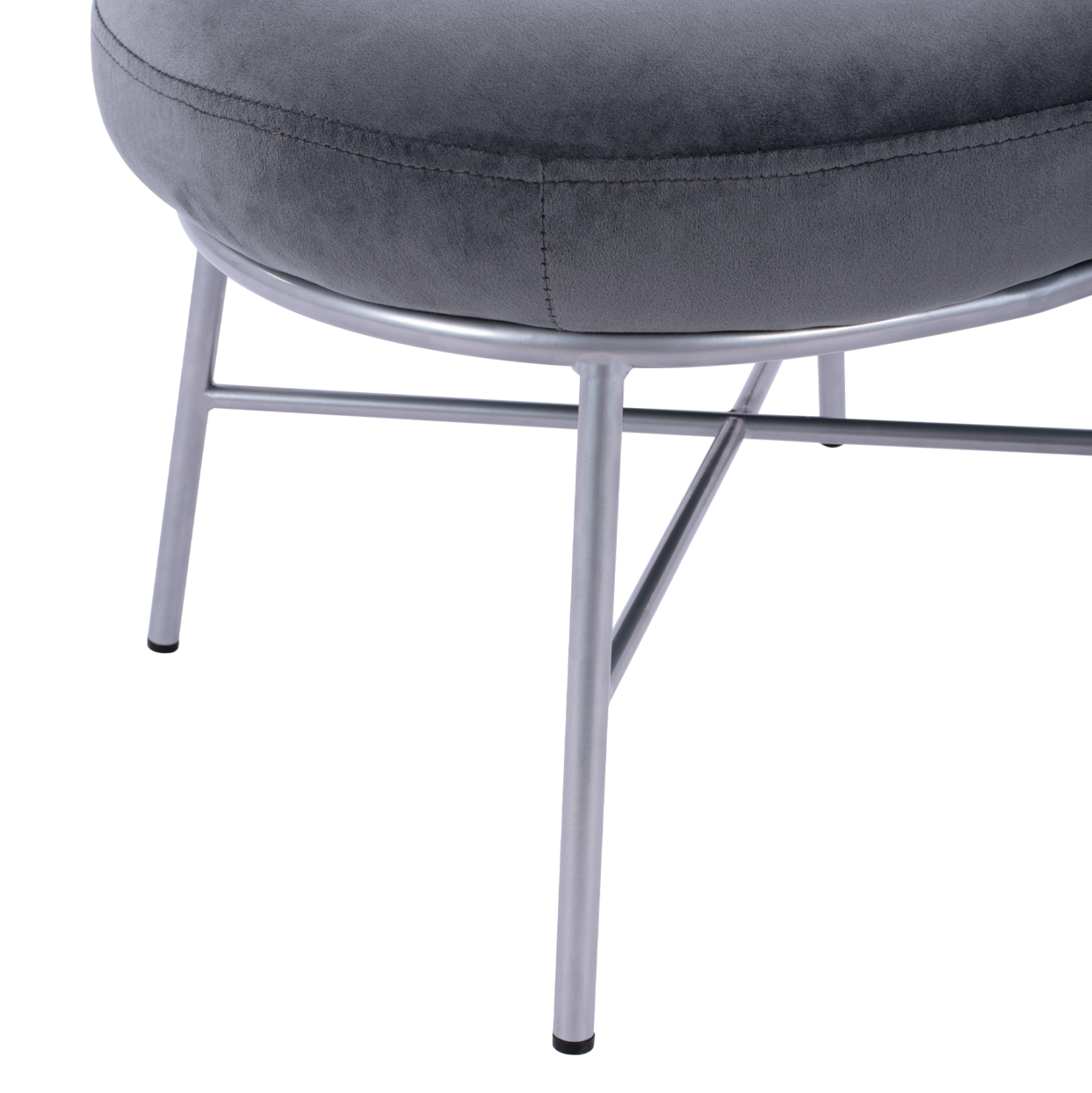 ΣΚΑΜΠΟ ΥΠΟΠΟΔΙΟ TRUDI HM8640.01 ΑΠΟ ΓΚΡΙ ΒΕΛΟΥΔΟ ΜΕ ΑΣΗΜΙ ΒΑΣΗ 55x46x38Υ εκ. - Image 6