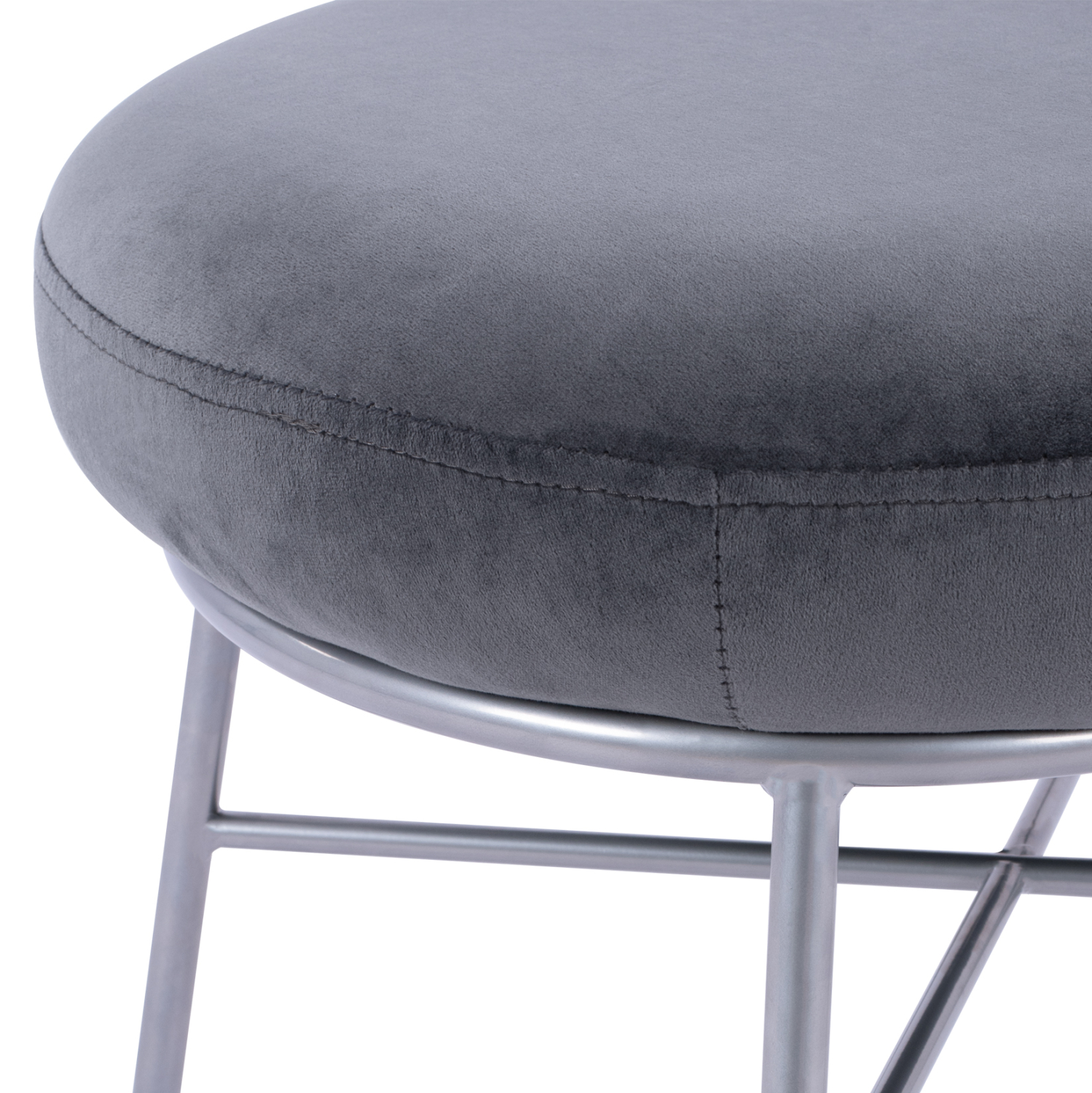 ΣΚΑΜΠΟ ΥΠΟΠΟΔΙΟ TRUDI HM8640.01 ΑΠΟ ΓΚΡΙ ΒΕΛΟΥΔΟ ΜΕ ΑΣΗΜΙ ΒΑΣΗ 55x46x38Υ εκ. - Image 7