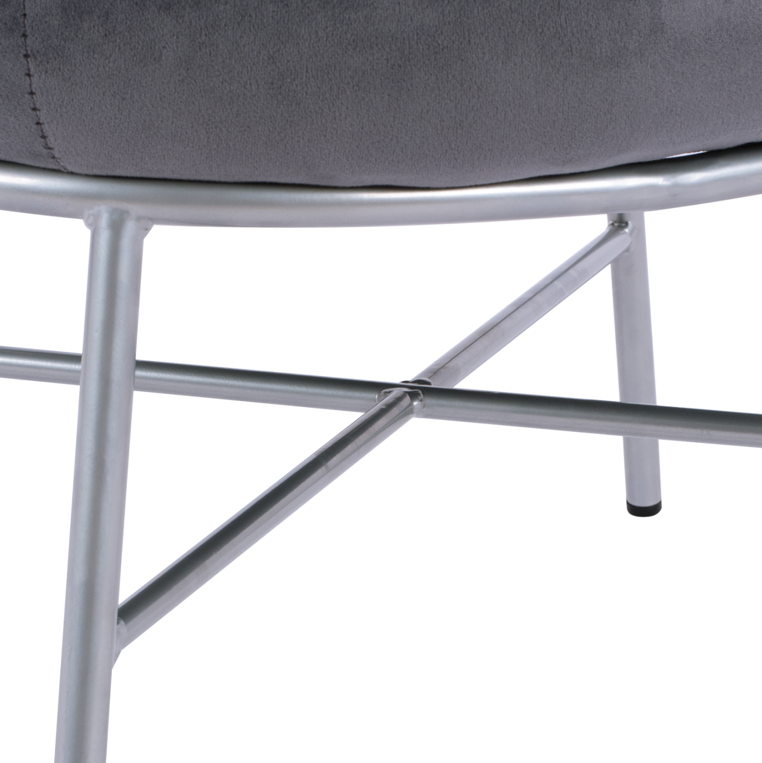 ΣΚΑΜΠΟ ΥΠΟΠΟΔΙΟ TRUDI HM8640.01 ΑΠΟ ΓΚΡΙ ΒΕΛΟΥΔΟ ΜΕ ΑΣΗΜΙ ΒΑΣΗ 55x46x38Υ εκ. - Image 8