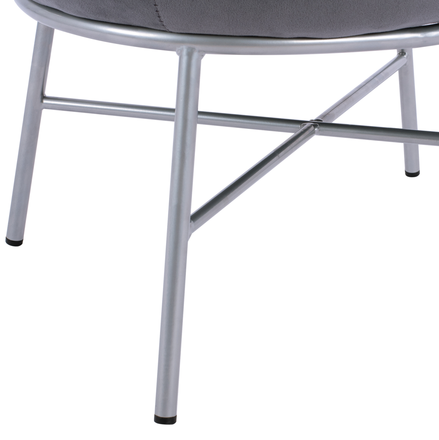 ΣΚΑΜΠΟ ΥΠΟΠΟΔΙΟ TRUDI HM8640.01 ΑΠΟ ΓΚΡΙ ΒΕΛΟΥΔΟ ΜΕ ΑΣΗΜΙ ΒΑΣΗ 55x46x38Υ εκ. - Image 9