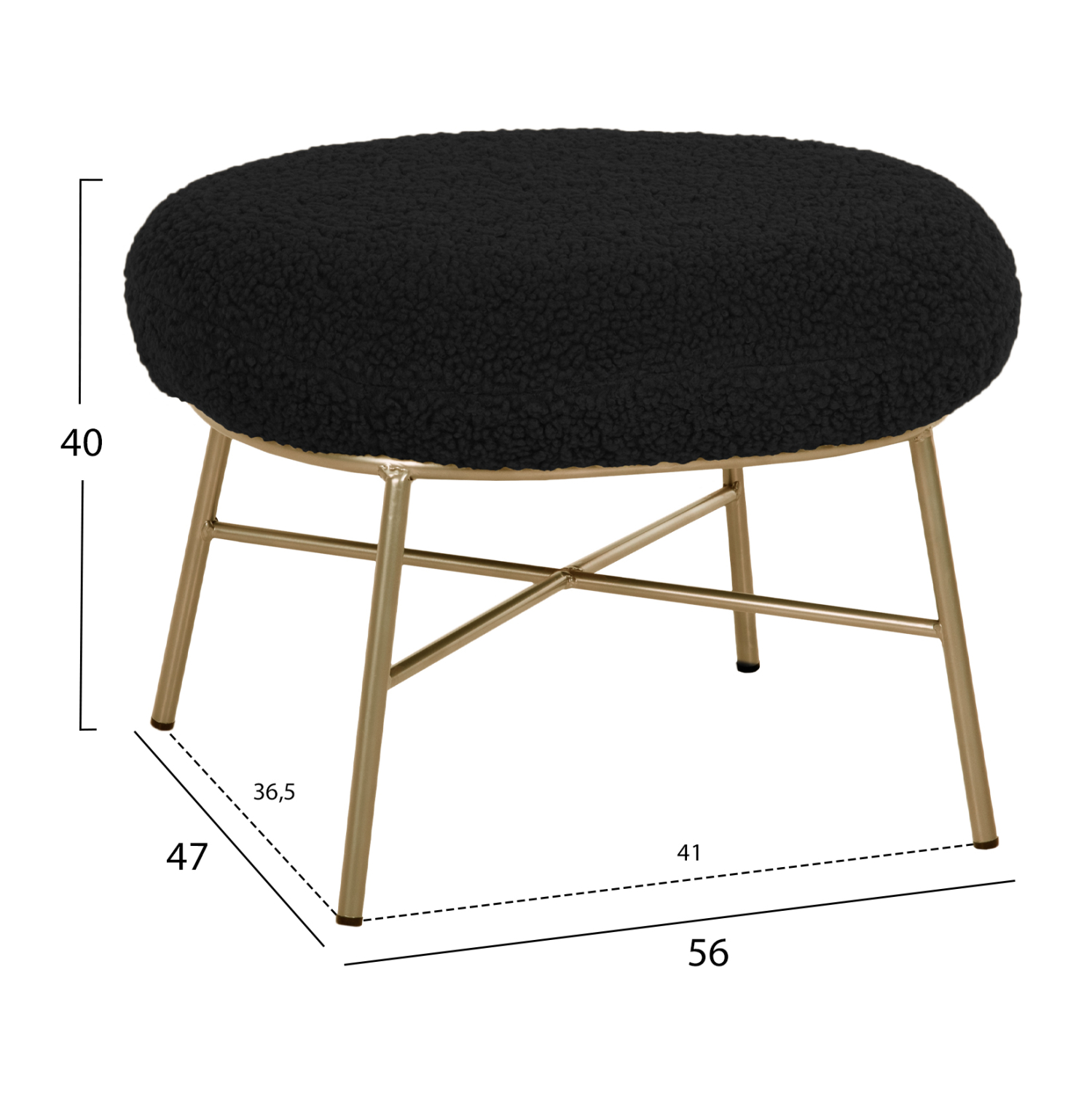 ΣΚΑΜΠΟ ΥΠΟΠΟΔΙΟ TRUDI HM8640.24 ΜΠΟΥΚΛΕ ΜΑΥΡΟ ΜΕ ΧΡΥΣΗ ΒΑΣΗ 56x47x40Y εκ. - Image 2