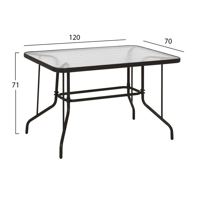 ΤΡΑΠΕΖΙ ADAM HM5679.02 ΜΕΤΑΛΛΙΚΟ ΚΑΦΕ ΜΕ ΓΥΑΛΙΝΗ ΕΠΙΦΑΝΕΙΑ 120Χ70Χ71Υεκ. - Image 2