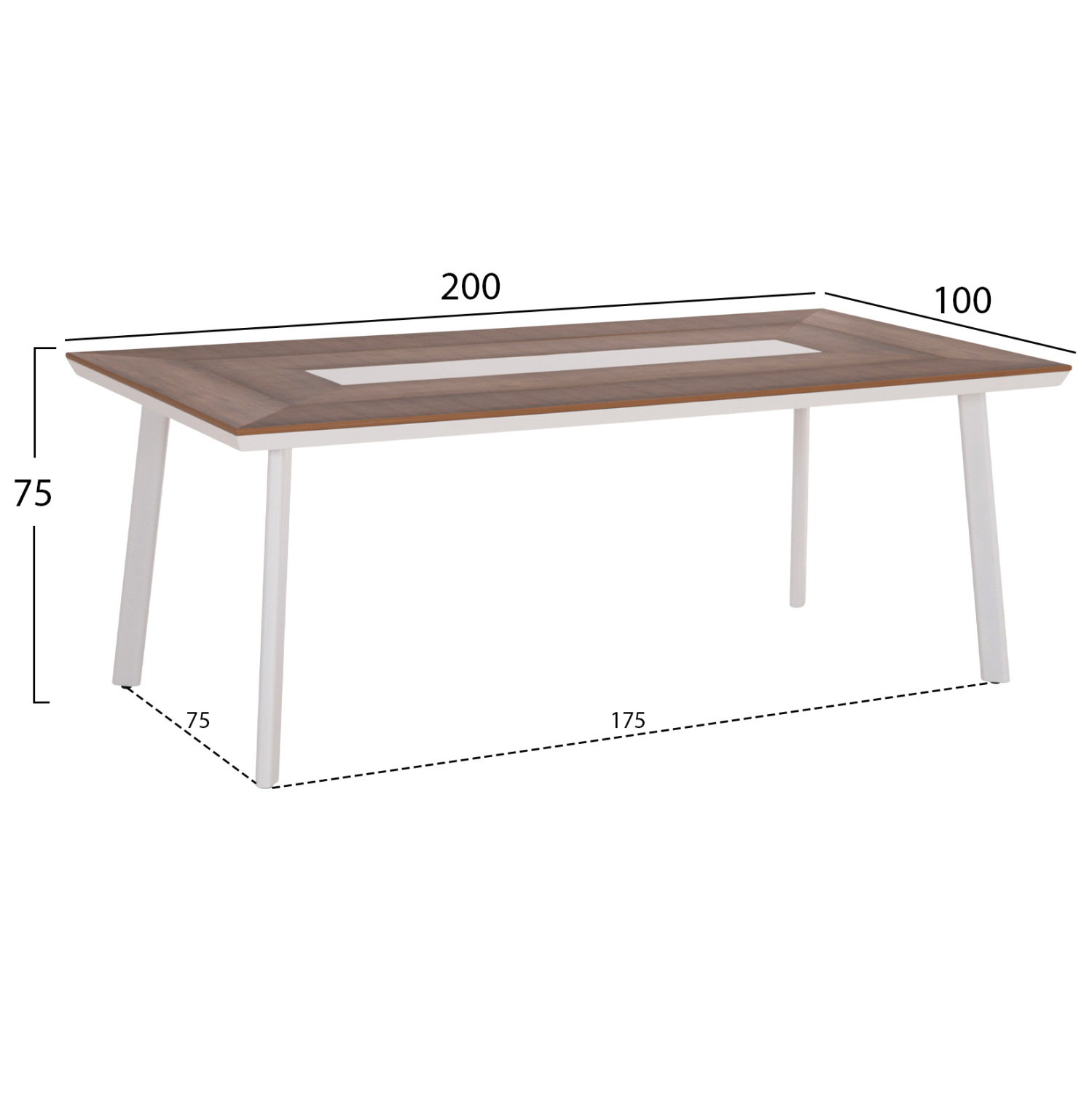 ΤΡΑΠΕΖΙ ΑΛΟΥΜΙΝΙΟΥ TABER HM5131.11 ΛΕΥΚΟ ΜΕ POLYWOOD TOP 200x100x75Υεκ - Image 2