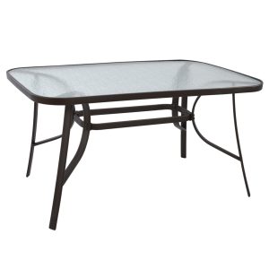 ΤΡΑΠΕΖΙ BRUNO 140Χ80Χ72Υεκ. ΚΑΦΕ ΜΕΤΑΛΛΙΚΟ ΜΕ ΓΥΑΛΙΝΗ ΕΠΙΦΑΝΕΙΑ HM5106.02