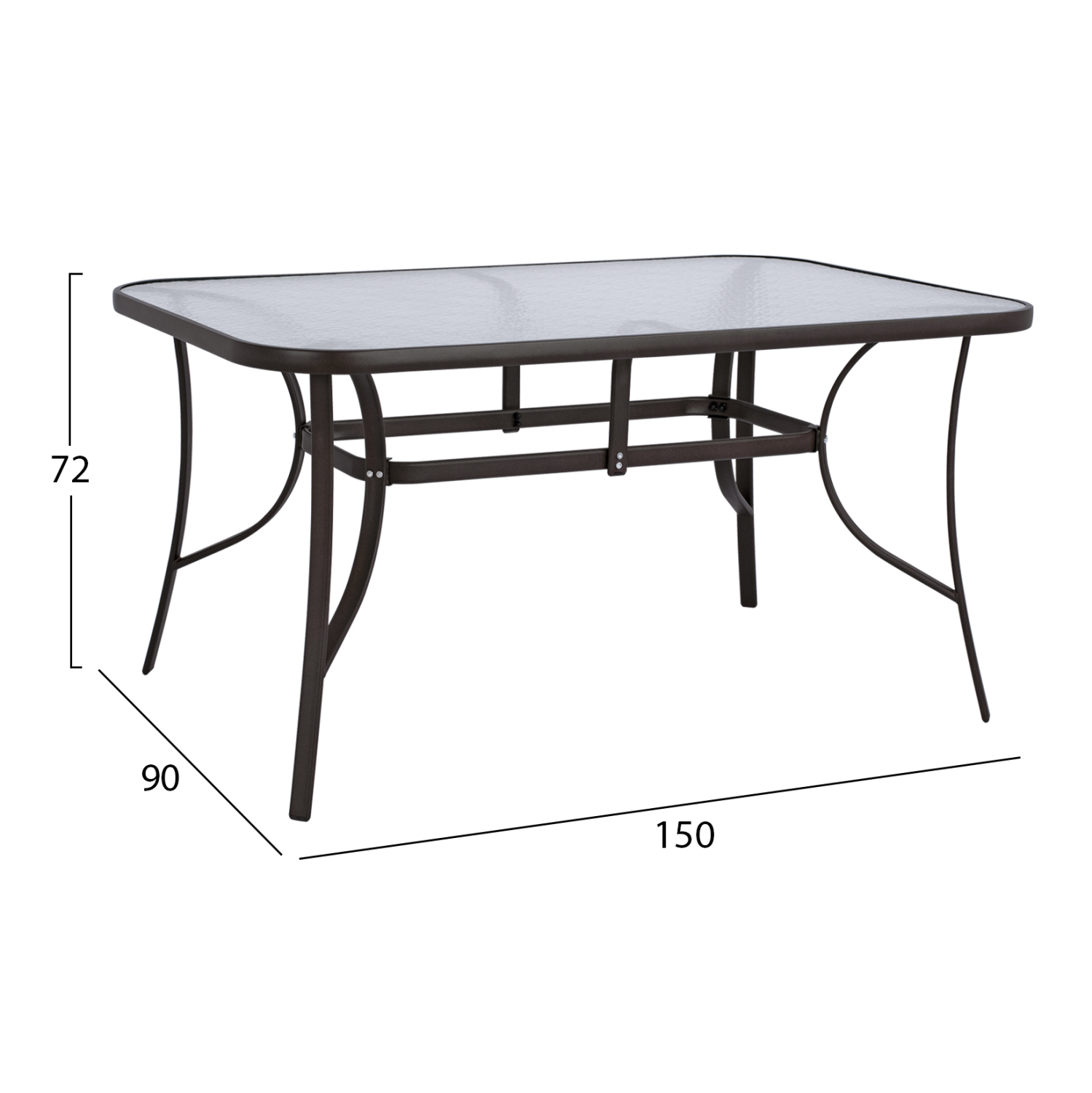 ΤΡΑΠΕΖΙ BRUNO 150X90Χ72Υεκ. ΚΑΦΕ ΜΕΤΑΛΛΙΚΟ ΜΕ ΓΥΑΛΙΝΗ ΕΠΙΦΑΝΕΙΑ HM5145.02 - Image 2