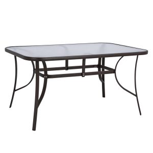 ΤΡΑΠΕΖΙ BRUNO 150X90Χ72Υεκ. ΚΑΦΕ ΜΕΤΑΛΛΙΚΟ ΜΕ ΓΥΑΛΙΝΗ ΕΠΙΦΑΝΕΙΑ HM5145.02