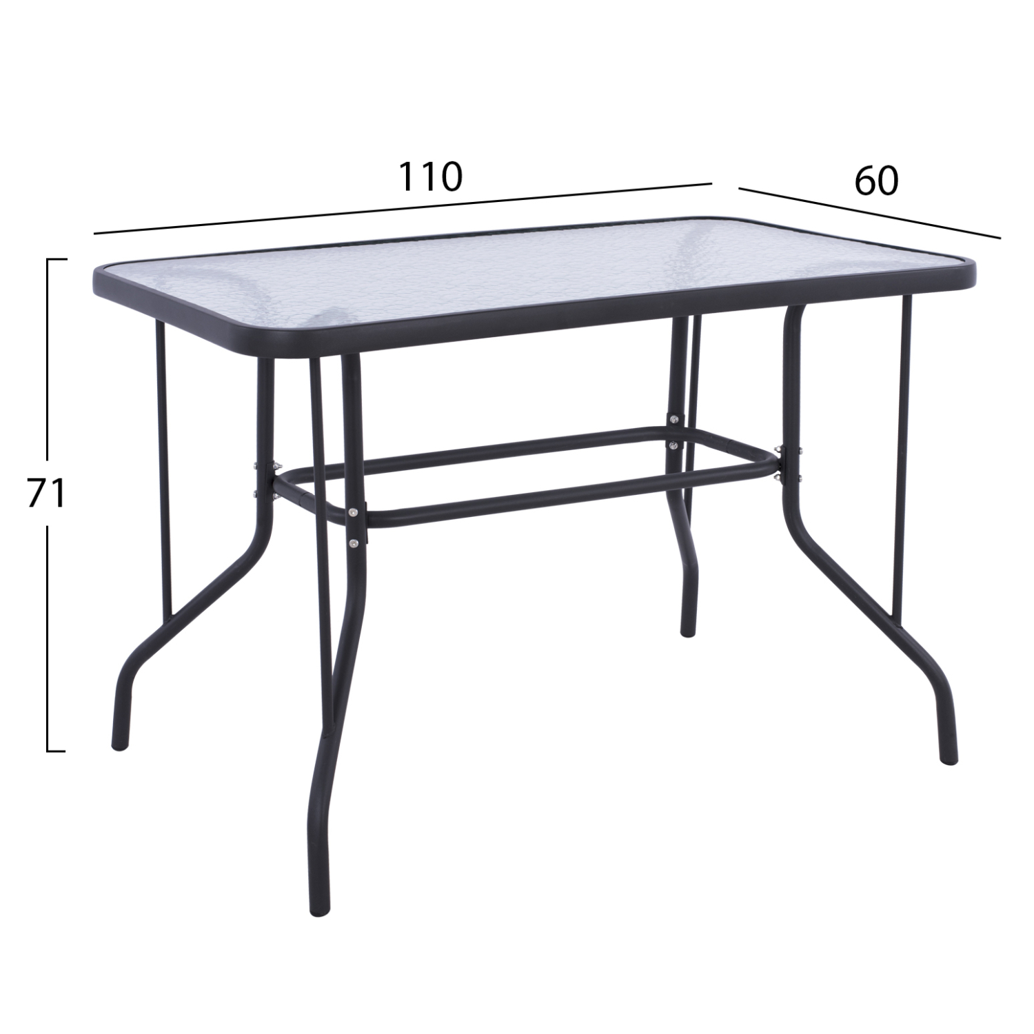 ΤΡΑΠΕΖΙ ADAM HM5020.01 ΜΕΤΑΛΛΙΚΟ ΣΚΟΥΡΟ ΓΚΡΙ ΜΕ ΓΥΑΛΙΝΗ ΕΠΙΦΑΝΕΙΑ 110Χ60Χ71Υεκ. - Image 2