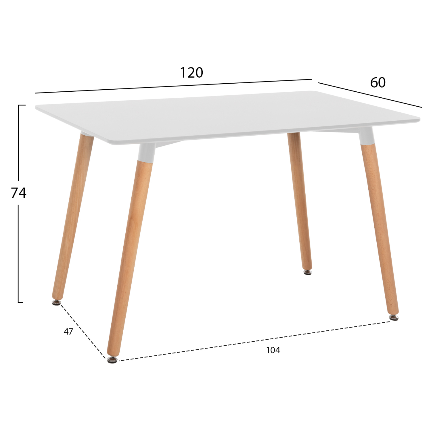 ΤΡΑΠΕΖΙ MINIMAL HM8581.01 ΛΕΥΚΟ MDF-ΠΟΔΙΑ ΟΞΙΑ ΣΕ ΦΥΣΙΚΟ ΧΡΩΜΑ- 120Χ60X74Υεκ. - Image 2
