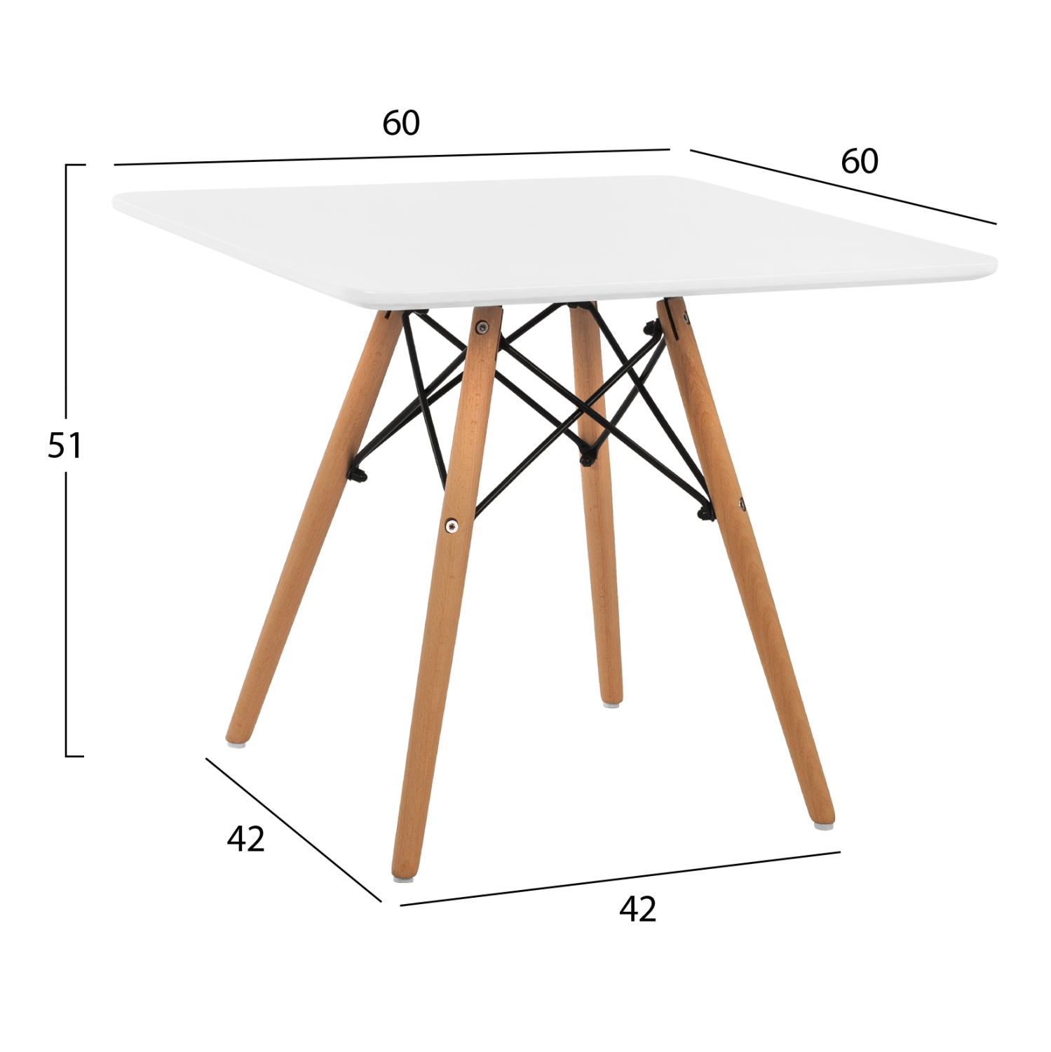 ΤΡΑΠΕΖΙ MINIMAL KID 60X60X51Yεκ. ΛΕΥΚΟ HM8452.01 - Image 2