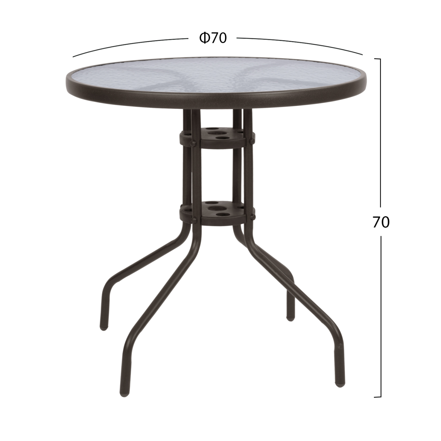 ΤΡΑΠΕΖΙ LIMA Φ70Χ70Υεκ. ΜΕΤΑΛΛΙΚΟ ΚΑΦΕ ΜΕ ΓΥΑΛΙΝΗ ΕΠΙΦΑΝΕΙΑ HM5146.02 - Image 2