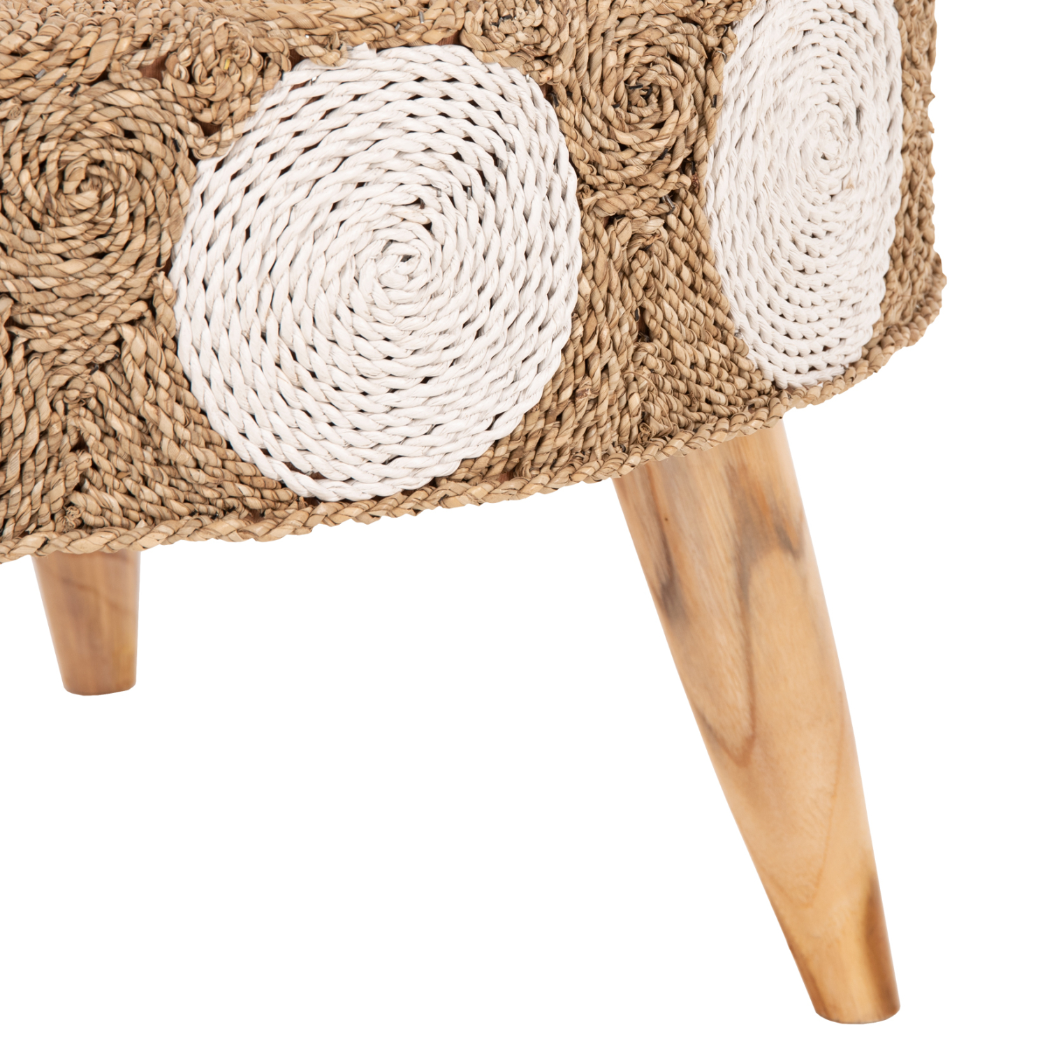 ΤΡΑΠΕΖΙ ΣΑΛΟΝΙΟΥ HM7825 ΞΥΛΟ ΤΕΑΚ ΚΑΙ SEAGRASS ΣΕ ΦΥΣΙΚΟ & ΛΕΥΚΟ Φ81x45Υεκ. - Image 4