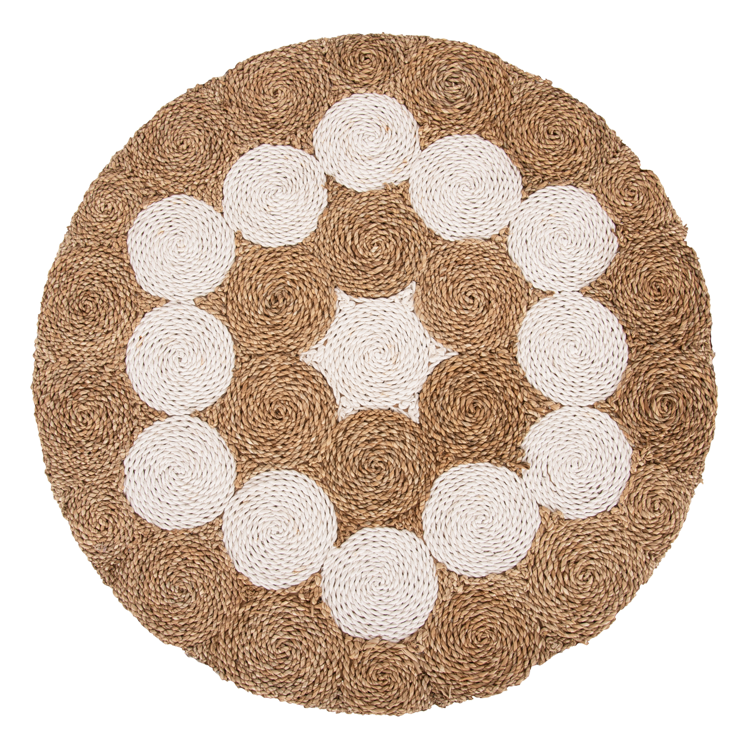 ΤΡΑΠΕΖΙ ΣΑΛΟΝΙΟΥ HM7825 ΞΥΛΟ ΤΕΑΚ ΚΑΙ SEAGRASS ΣΕ ΦΥΣΙΚΟ & ΛΕΥΚΟ Φ81x45Υεκ. - Image 6