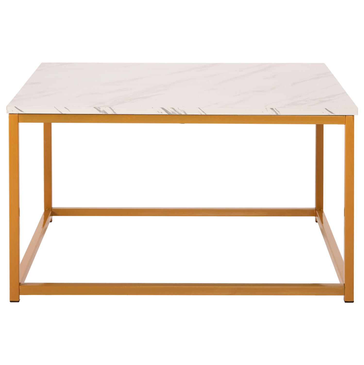 ΤΡΑΠΕΖΙ ΣΑΛΟΝΙΟΥ BRAYLEN HM8942.11 ΜΕΛΑΜΙΝΗ ΛΕΥΚΟ ΜΑΡΜΑΡΟ-ΧΡΥΣΗ ΒΑΣΗ 75x75x43,5Υεκ. - Image 3