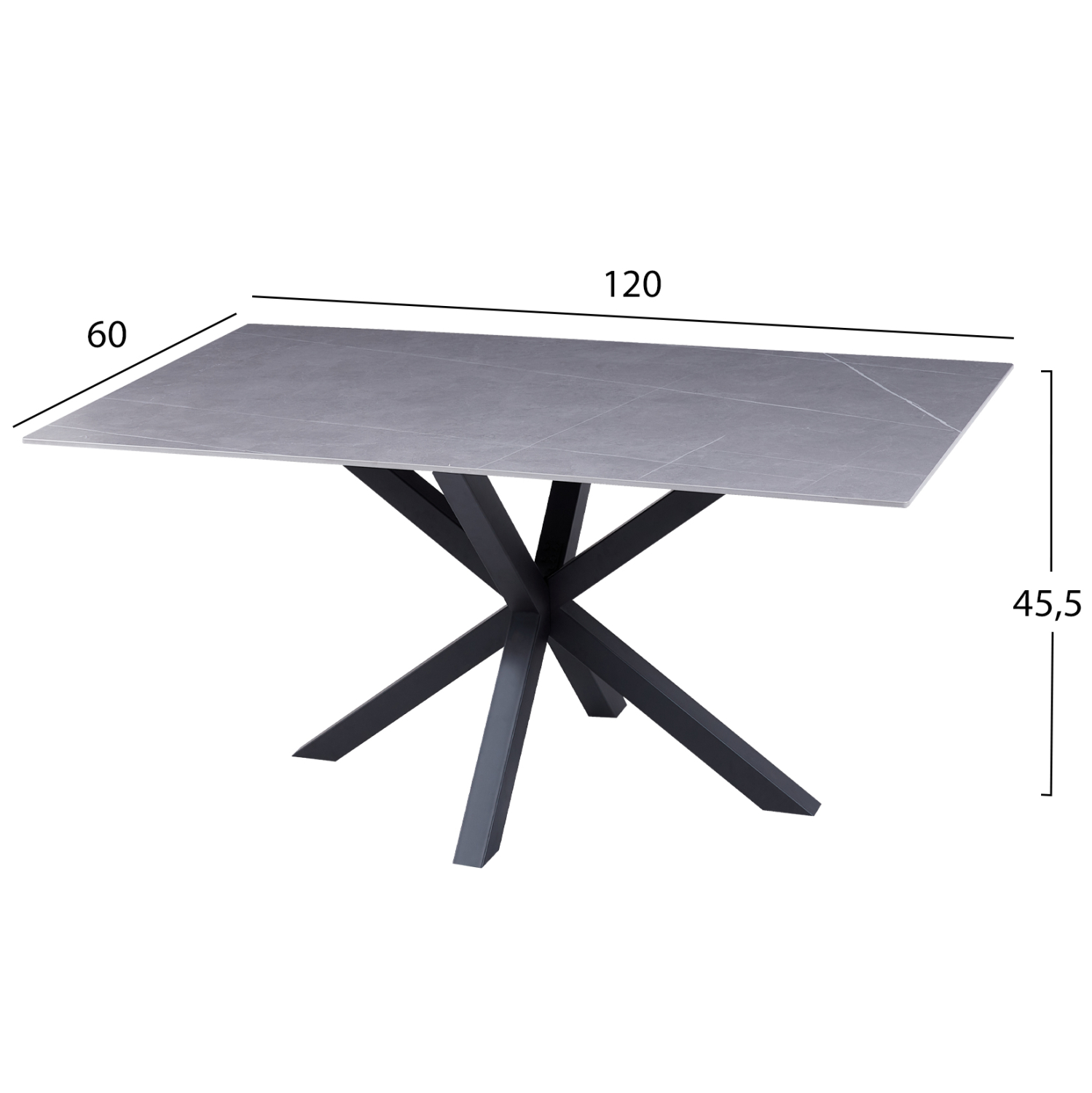 ΤΡΑΠΕΖΙ ΣΑΛΟΝΙΟΥ HM9470.05 GREY MARBLE-ΜΑΥΡΗ ΜΕΤΑΛ.ΒΑΣΗ 120x60x45,5Yεκ. - Image 2