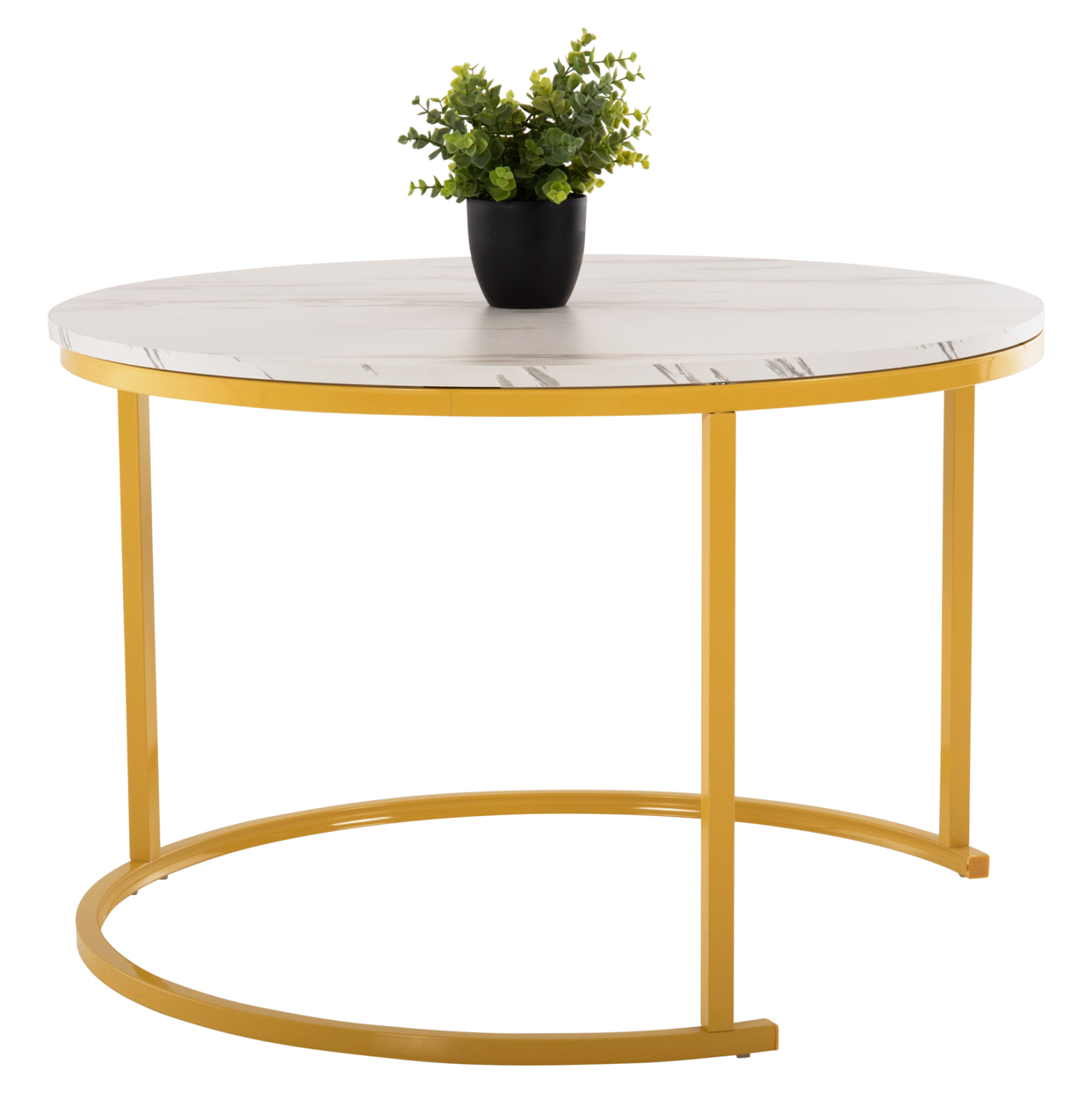 ΤΡΑΠΕΖΙ ΣΑΛΟΝΙΟΥ ΣΕΤ 2ΤΜΧ MDF ΕΦΕ ΛΕΥΚΟ ΜΑΡΜΑΡΟ ΜΕ ΧΡΥΣΑ ΠΟΔΙΑ Φ80 k Φ48εκ.HM8763.11 - Image 5