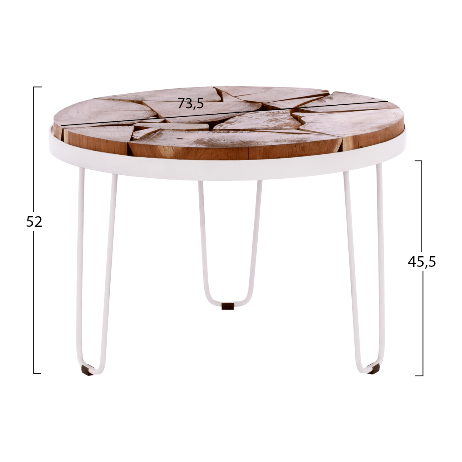 ΤΡΑΠΕΖΙ ΣΑΛΟΝΙΟΥ TIMOTHY ΑΠΟ ΜΑΣΙΦ ΞΥΛΟ ΑΚΑΚΙΑΣ ΛΕΥΚΟΣ ΣΚΕΛΕΤΟΣ Φ73x45Υεκ.HM8366.12 - Image 2