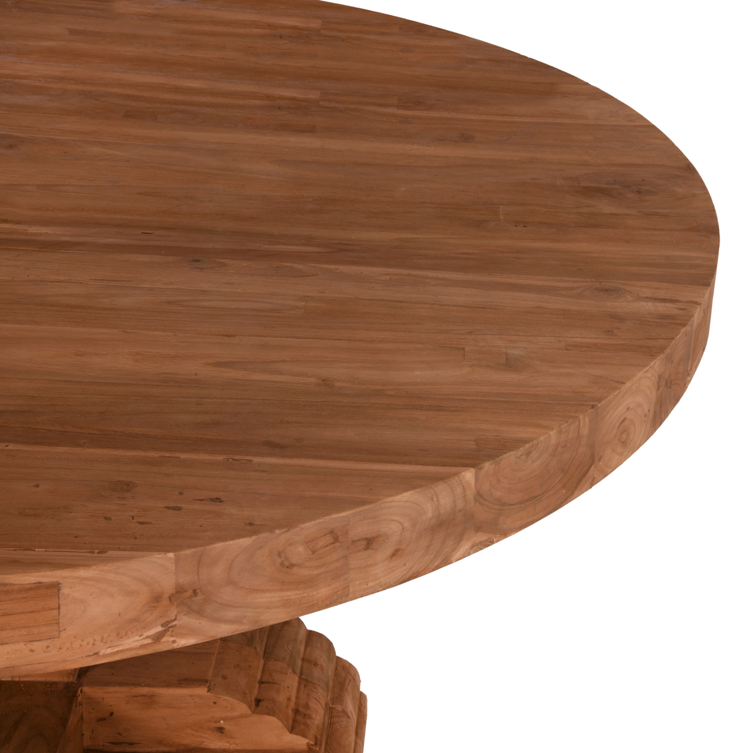 ΤΡΑΠΕΖΙ ΣΤΡΟΓΓΥΛΟ PROVENCE HM9643 ΑΝΑΚΥΚΛ. ΤΕΑΚ ΞΥΛΟ ΣΚΑΛΙΣΤΟ ΠΟΔΙ-8εκ.ΕΠΙΦΑΝΕΙΑ Φ150x76Υεκ. - Image 4