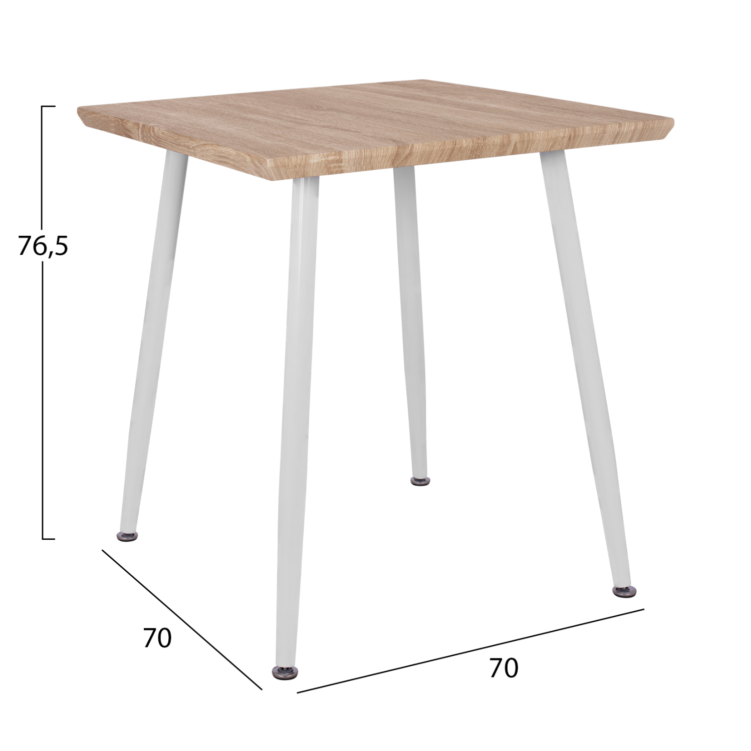 ΤΡΑΠΕΖΙ ΤΡΑΠΕΖΑΡΙΑΣ PALOMA HM8335.02, 70Χ70X76,5, SONOMA, ΛΕΥΚΑ ΠΟΔΙΑ - Image 2