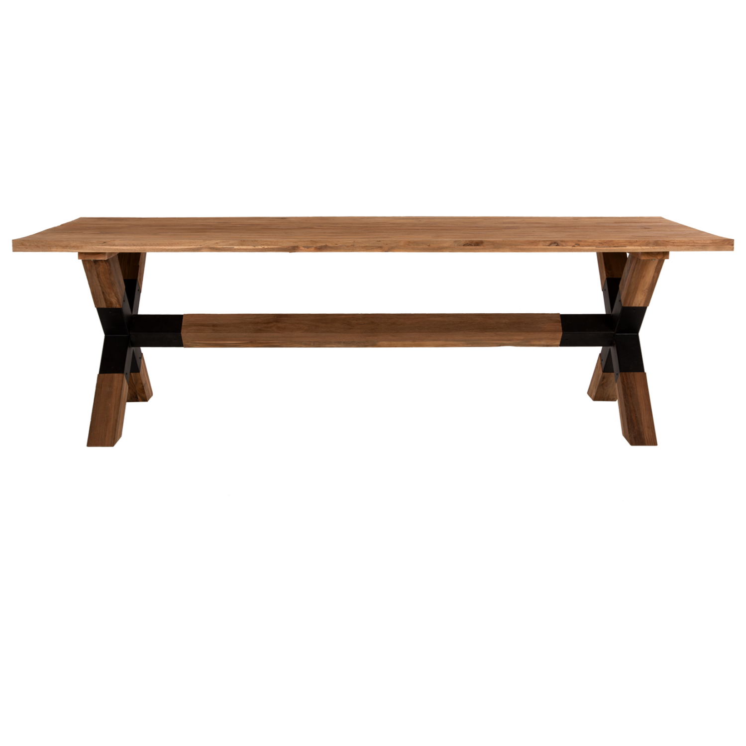 ΤΡΑΠΕΖΙ ΤΡΑΠΕΖΑΡΙΑΣ KATTE HM9557 ΜΑΣΙΦ ΞΥΛΟ ΤΕΑΚ-ΧΙΑΣΤΙ ΠΟΔΙΑ ΜΕ ΜΕΤΑΛΛΟ 250x100x78Υεκ. - Image 3