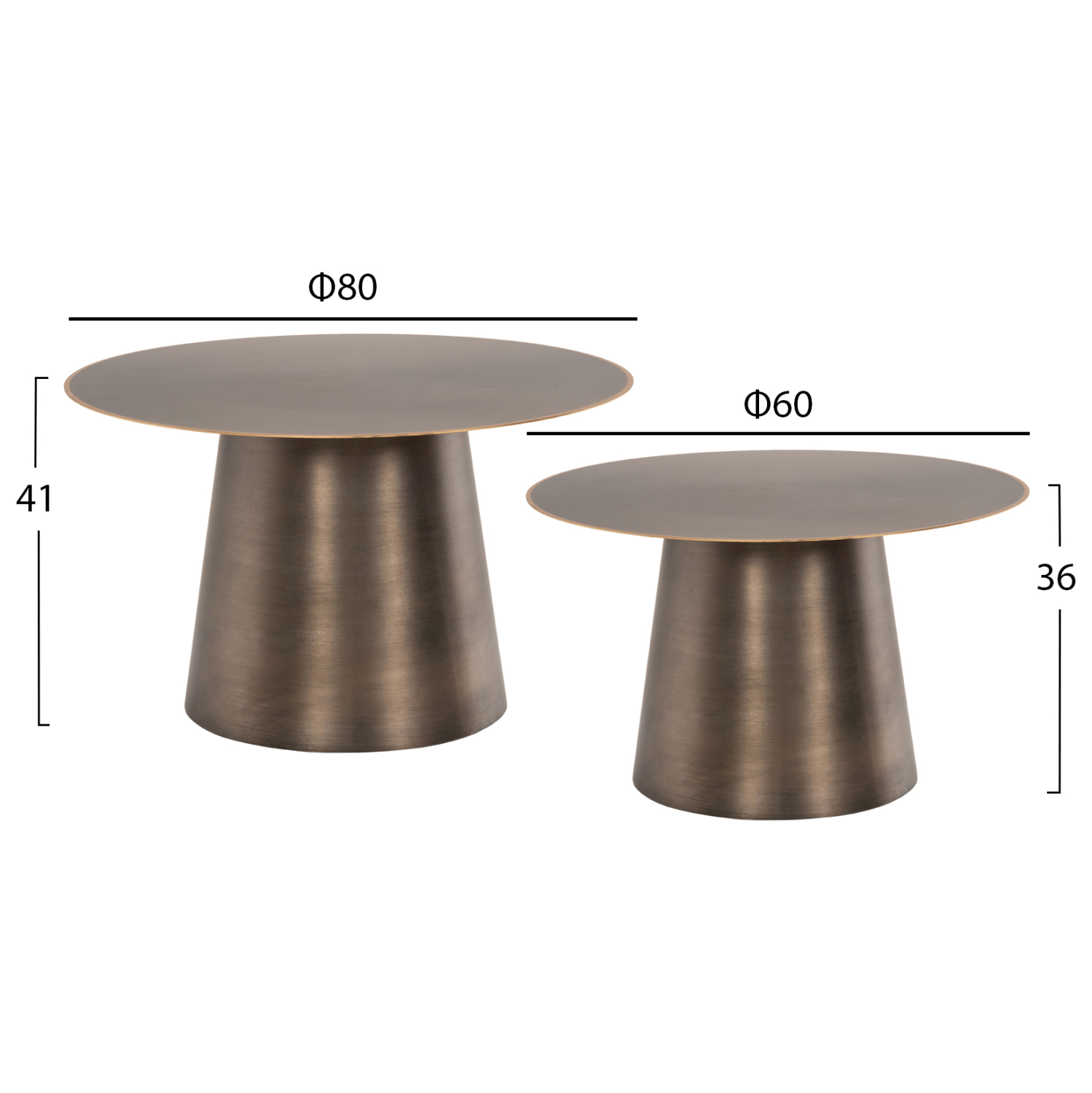 ΤΡΑΠΕΖIA ΣΑΛΟΝΙΟΥ 2ΤΜΧ NICKELY HM9667 ΜΕΤΑΛΛΟ ΣΕ ΑΣΗΜΙ ΜΑΤ Φ80x41Υ & Φ60x36Υ εκ. - Image 2